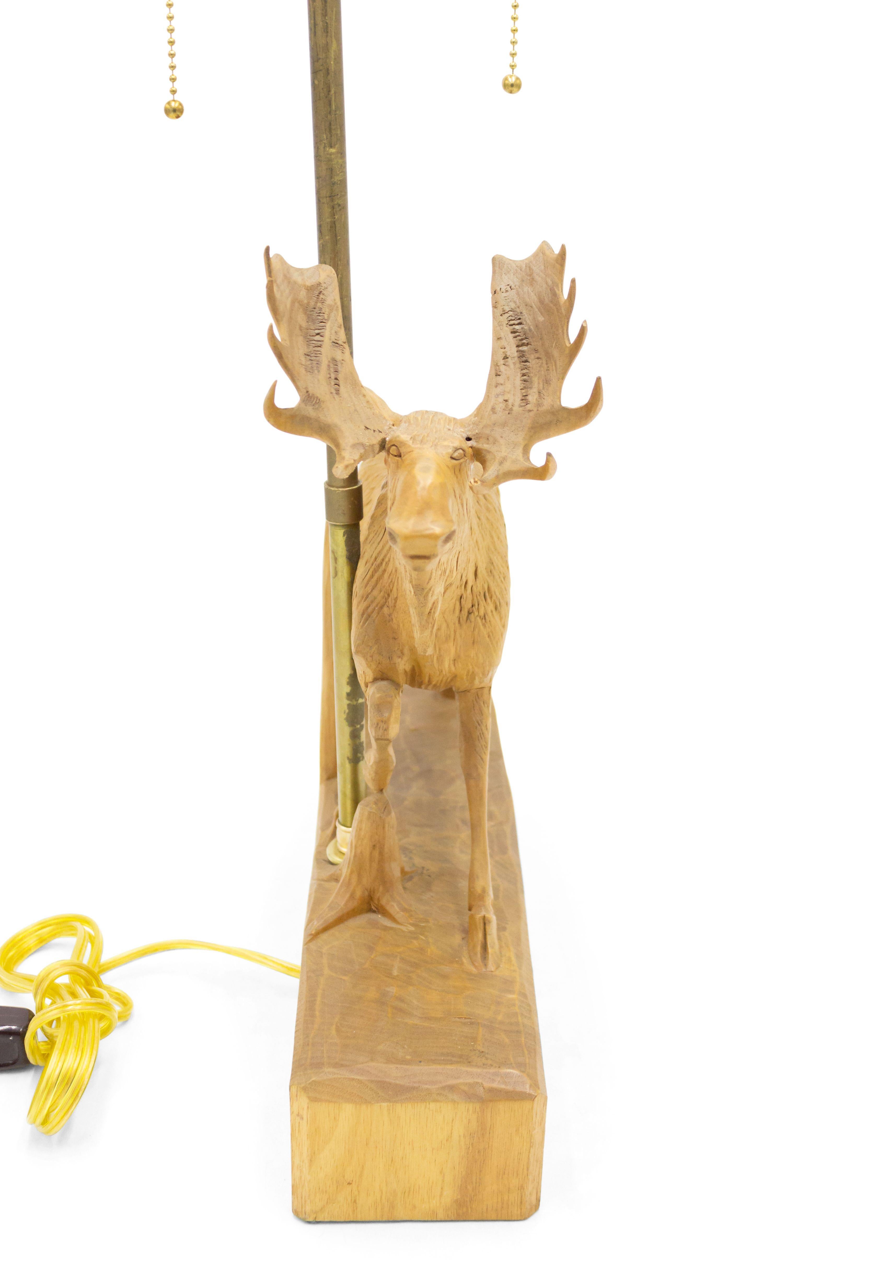 Andre Dube Carved Wood Moose Lamp 1