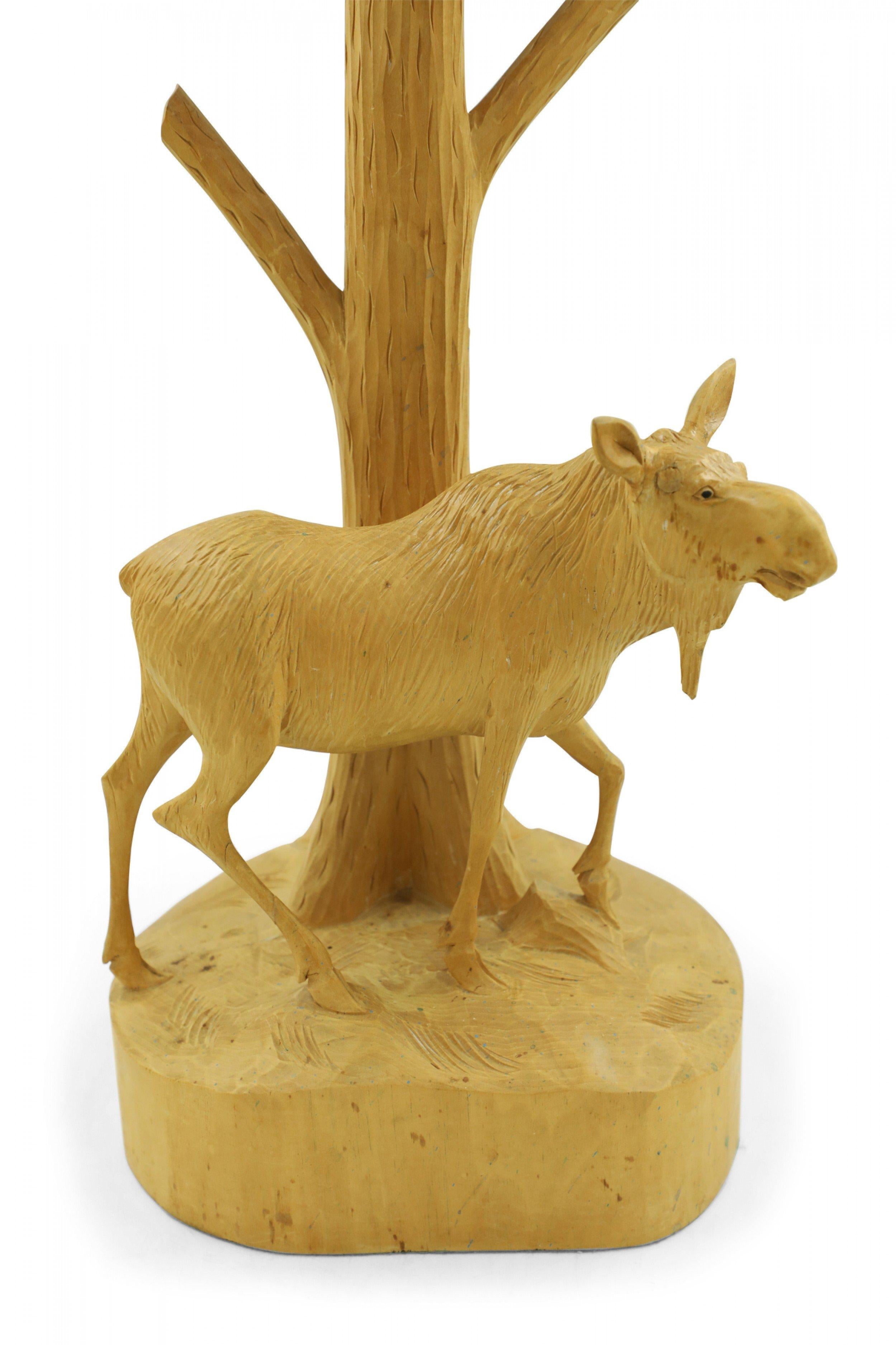 Andre Dube Mid-Century Rustic Canadian Carved Moose Form Table Lamp 5