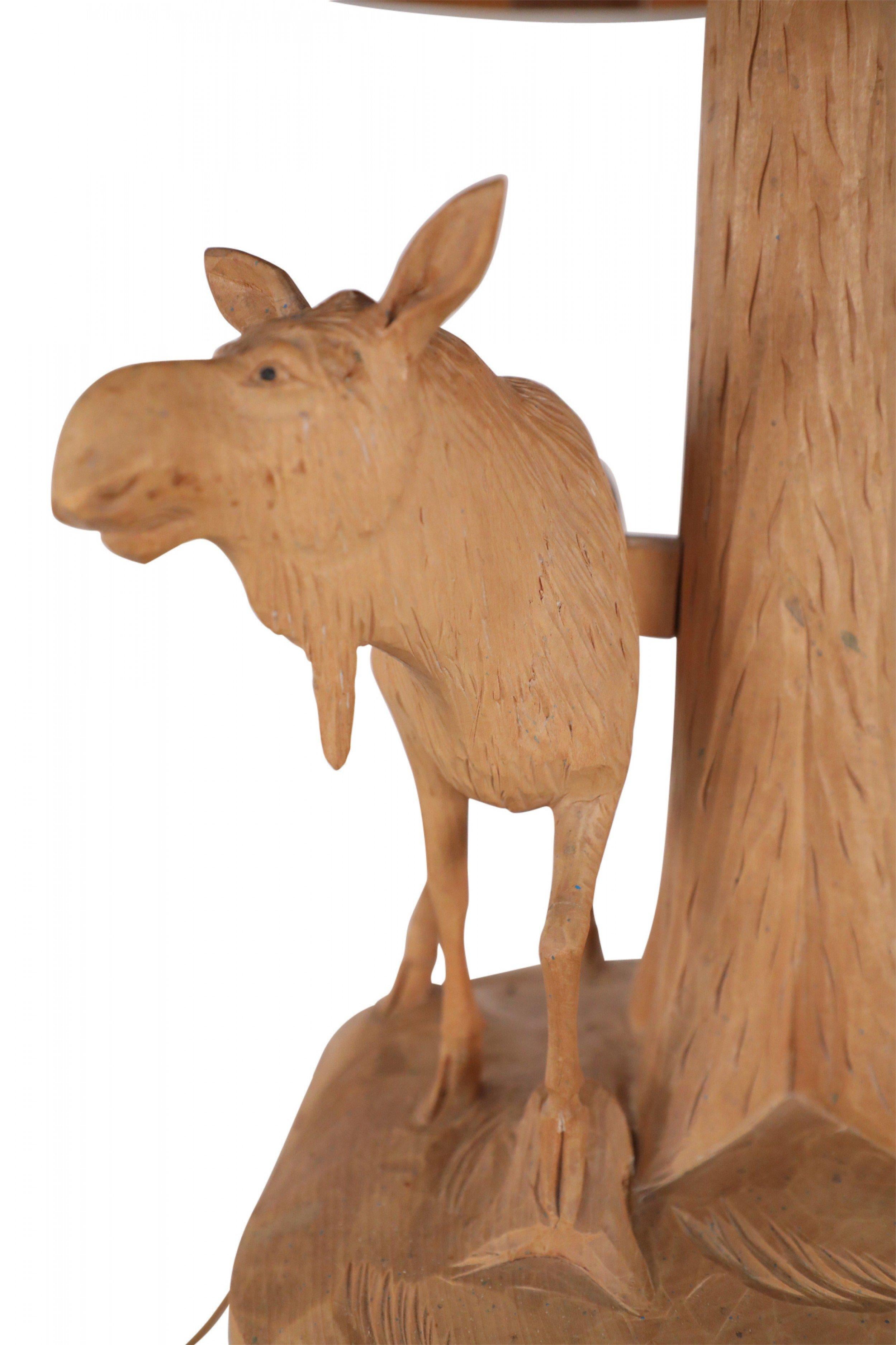 Andre Dube Mid-Century Rustic Canadian Carved Moose Form Table Lamp 8