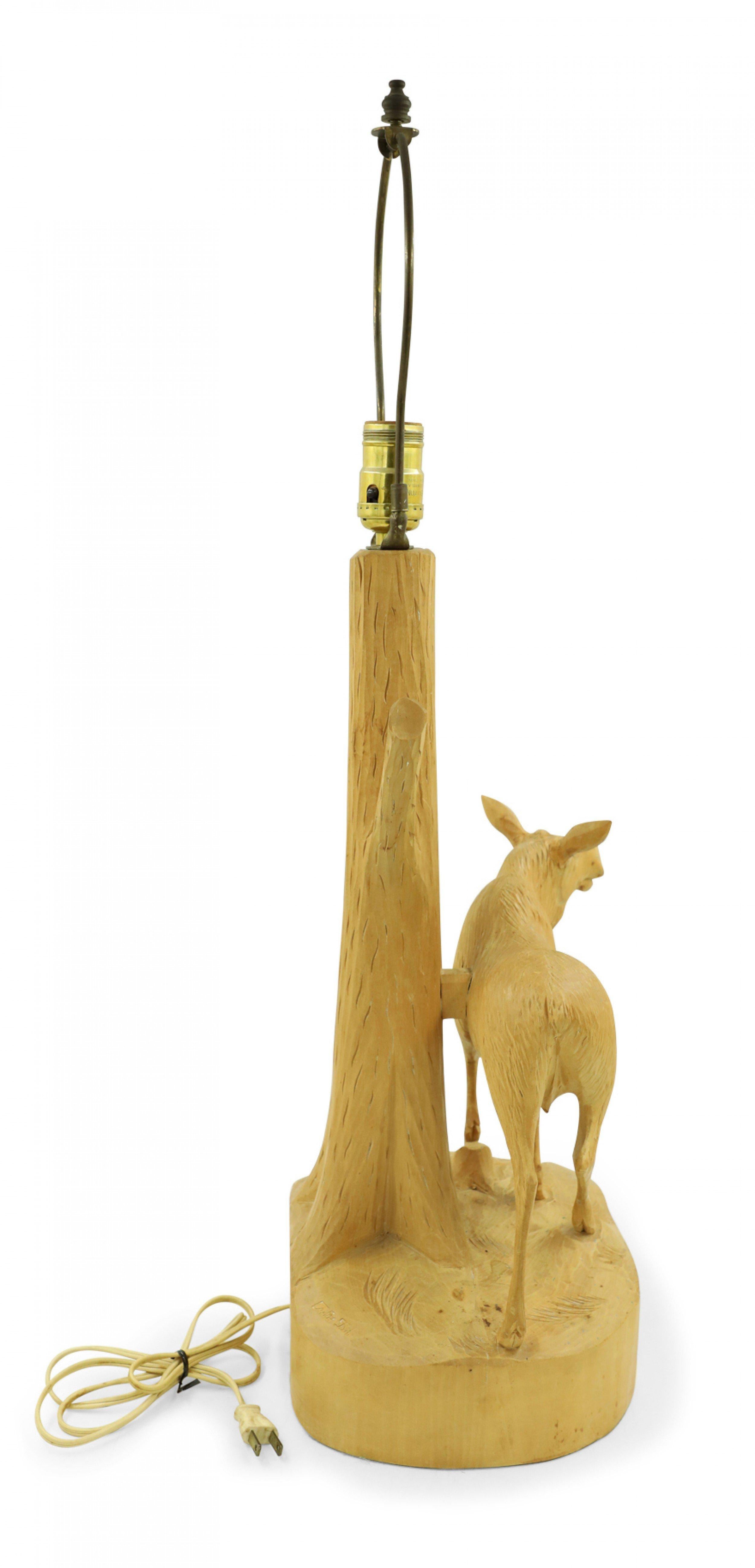 Andre Dube Mid-Century Rustic Canadian Carved Moose Form Table Lamp 1