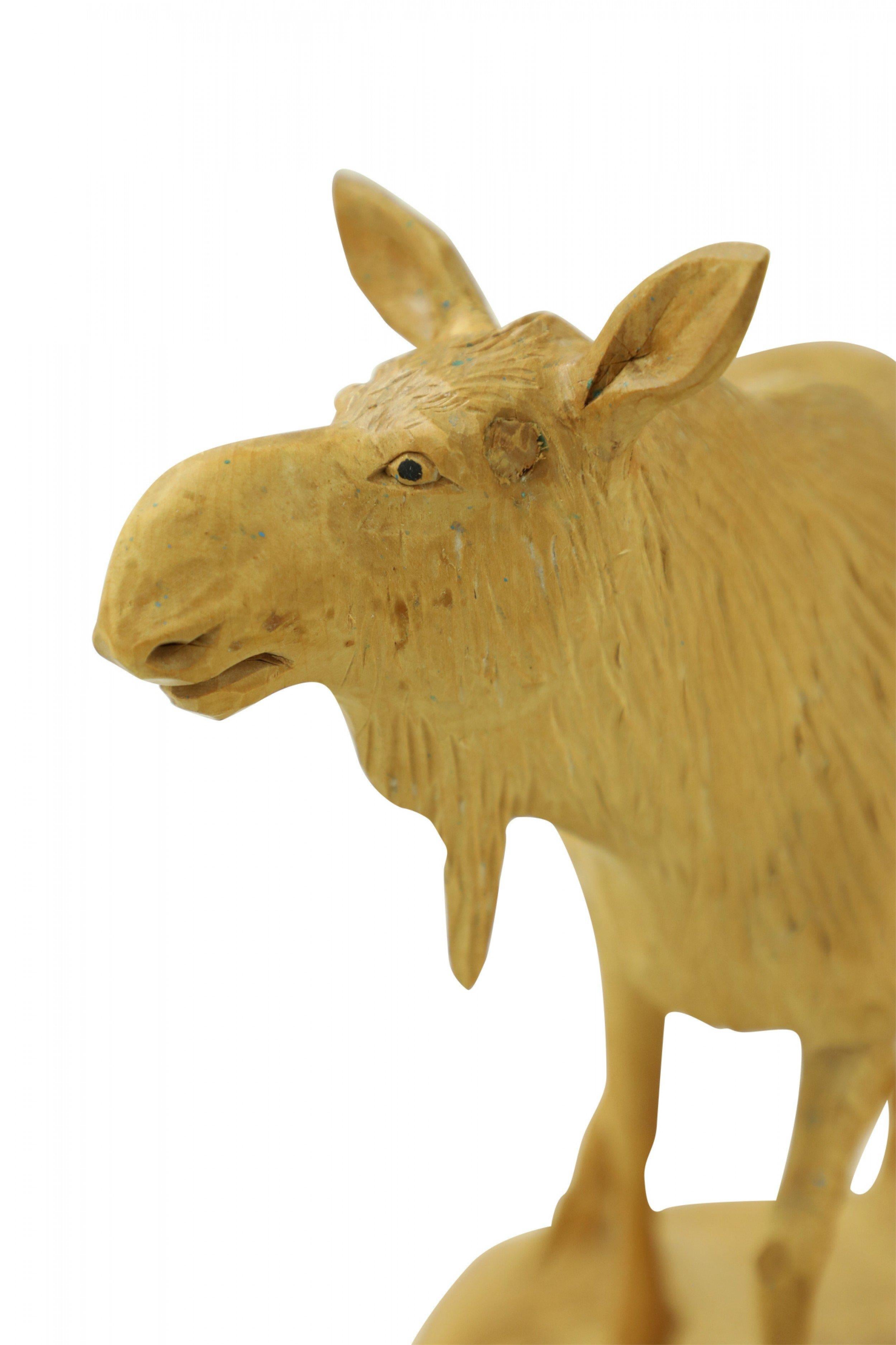Andre Dube Mid-Century Rustic Canadian Carved Moose Form Table Lamp 2