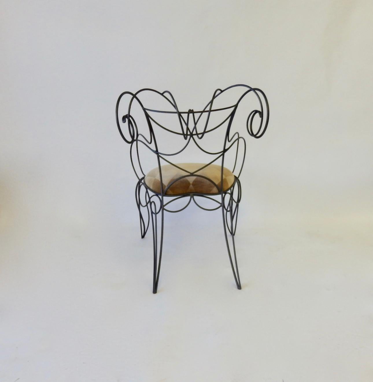 Italian Andre Dubreil Sculptural Iron Ram Chair for Ceccotti Collezioni