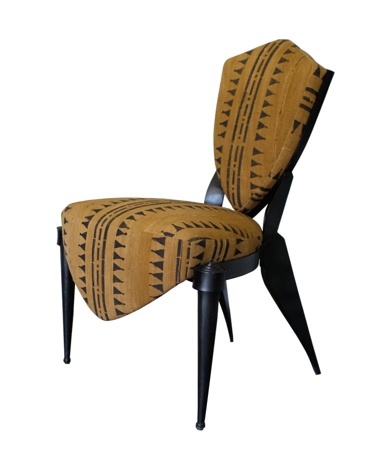 European André Dubreuil Pair of Trevise Chairs with Ashanti Tapestry For Sale