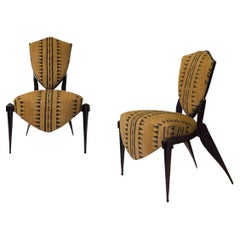 André Dubreuil Pair of Trevise Chairs with Ashanti Tapestry