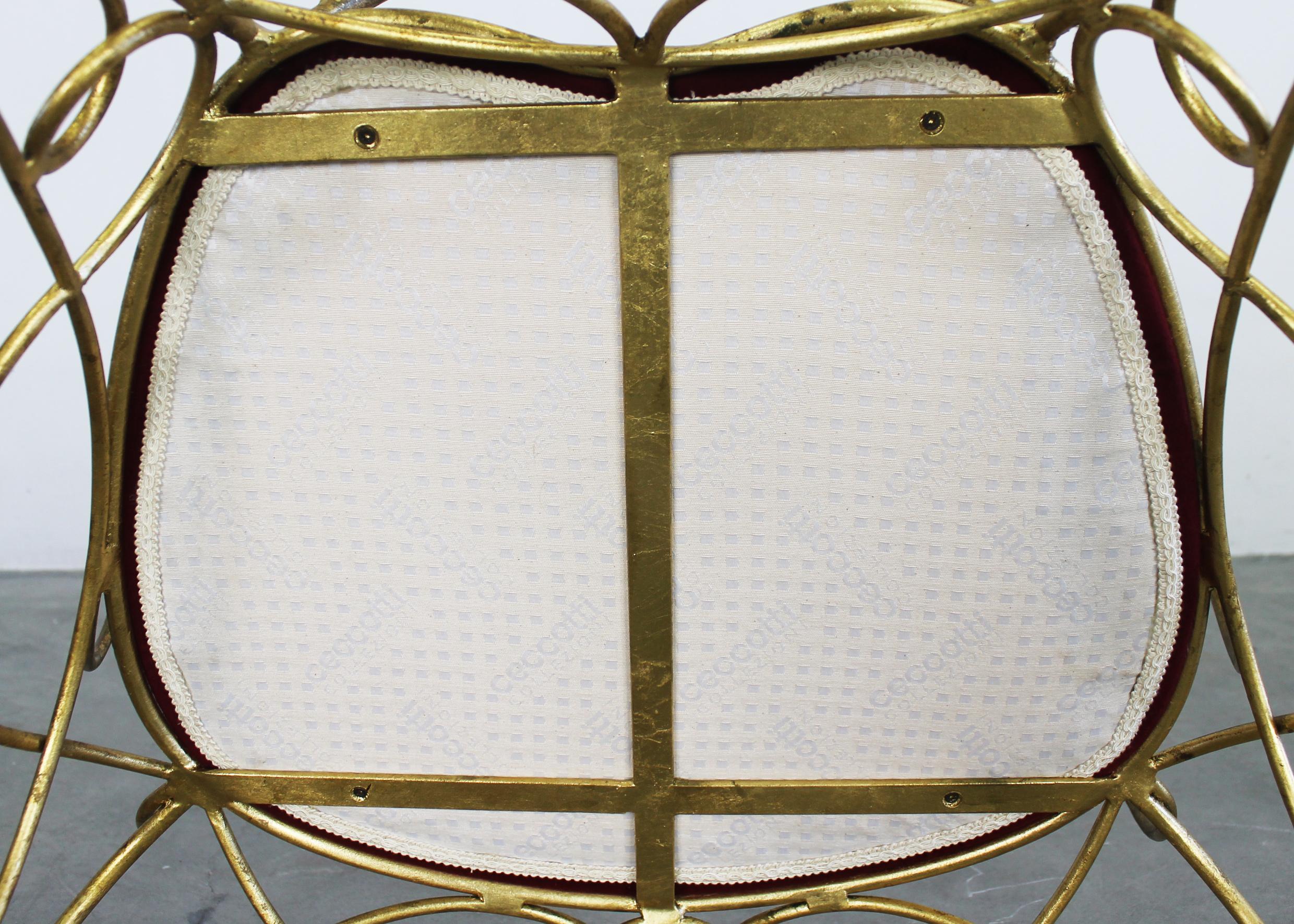 Andrè Dubreuil Ram Armchair in Iron and Red Velvet by Ceccotti 1990s For Sale 7