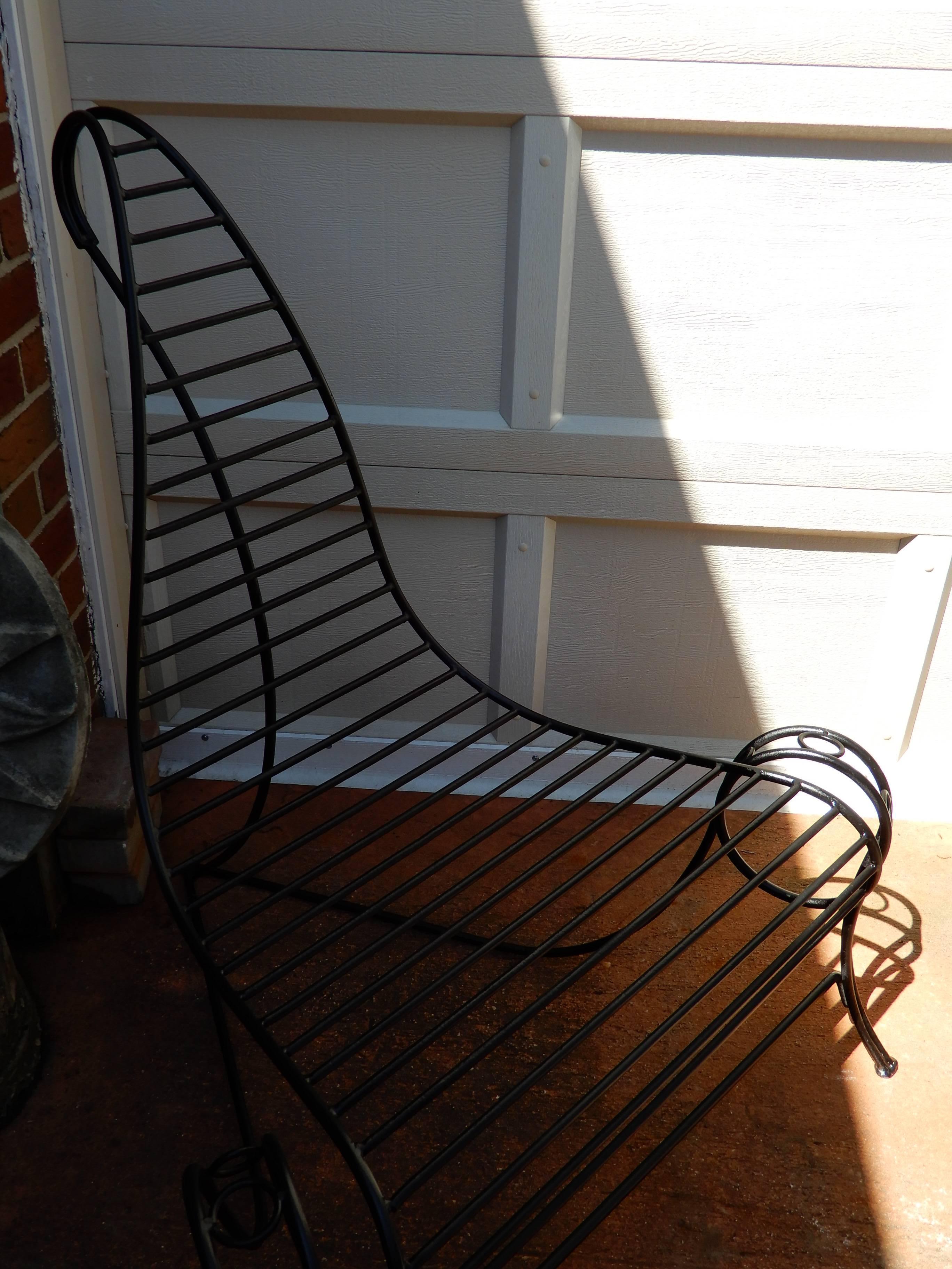 Mid-Century Modern Andre Dubreuil Style Iron Spine Chair For Sale