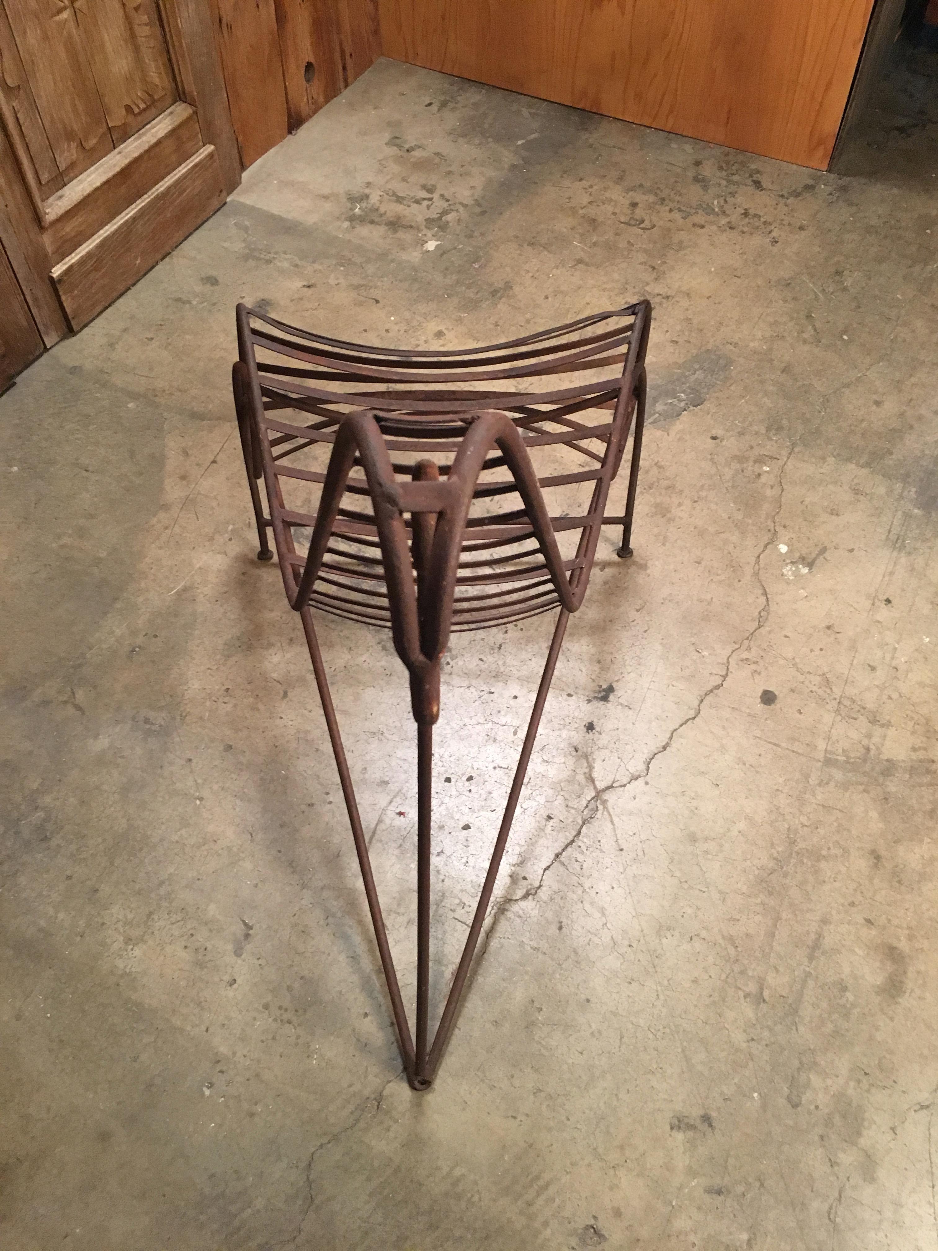 20th Century Andre Dubreuil Style Iron Spine Chair