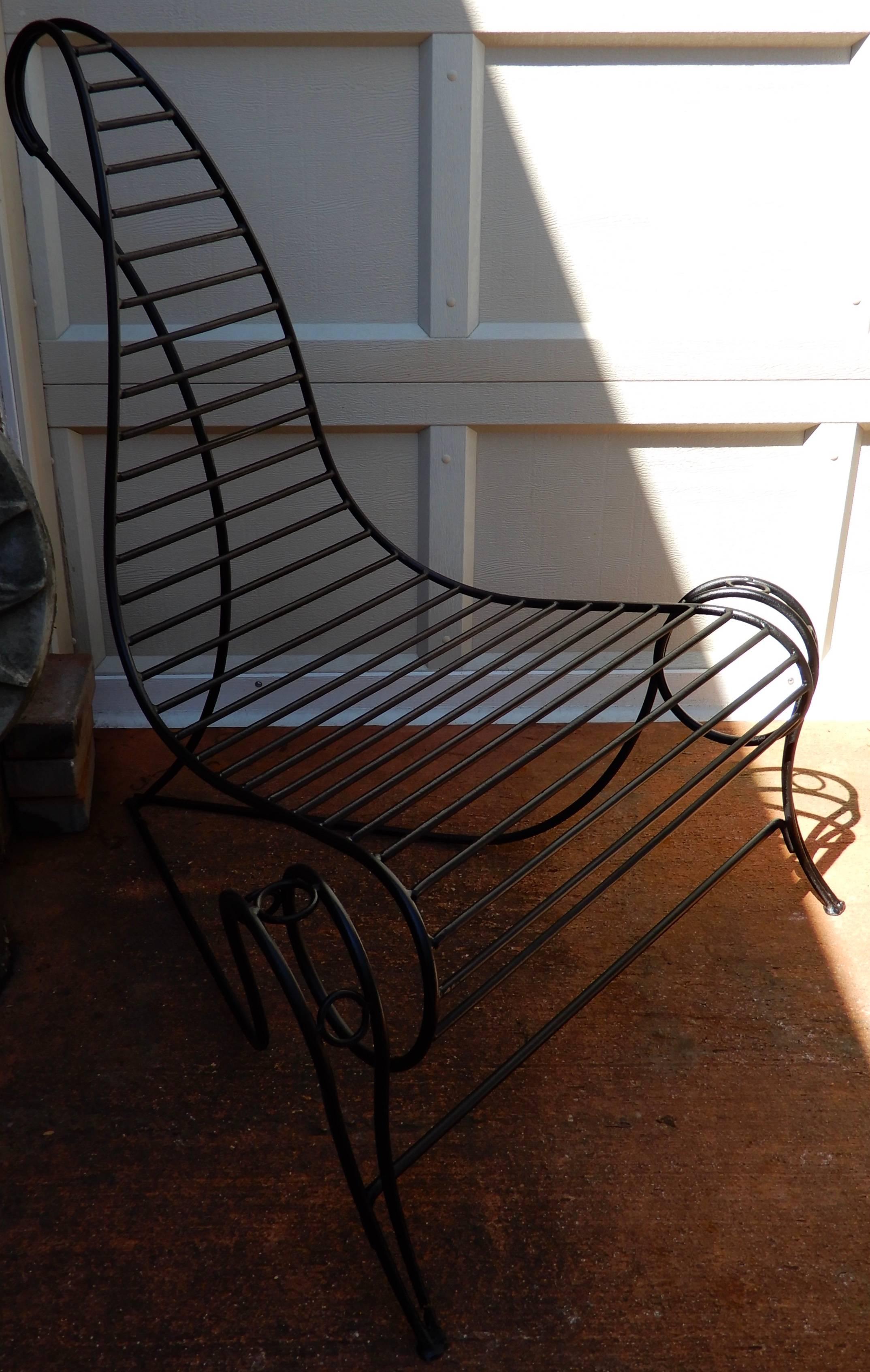 Andre Dubreuil Style Iron Spine Chair For Sale 3