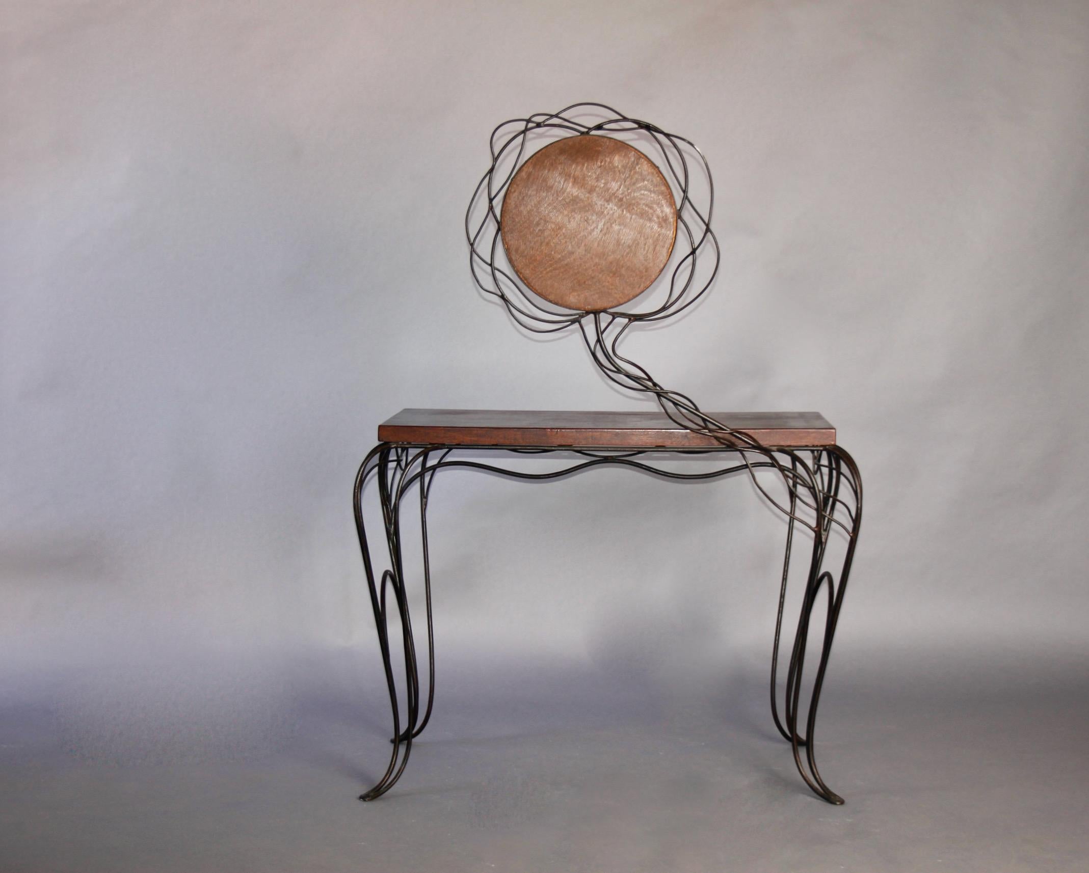 Coiffeuse en bois et métal de style Andre Dubreuil Bon état - En vente à grand Lancy, CH