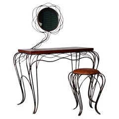 Andre Dubreuil style wood and metal dressing table