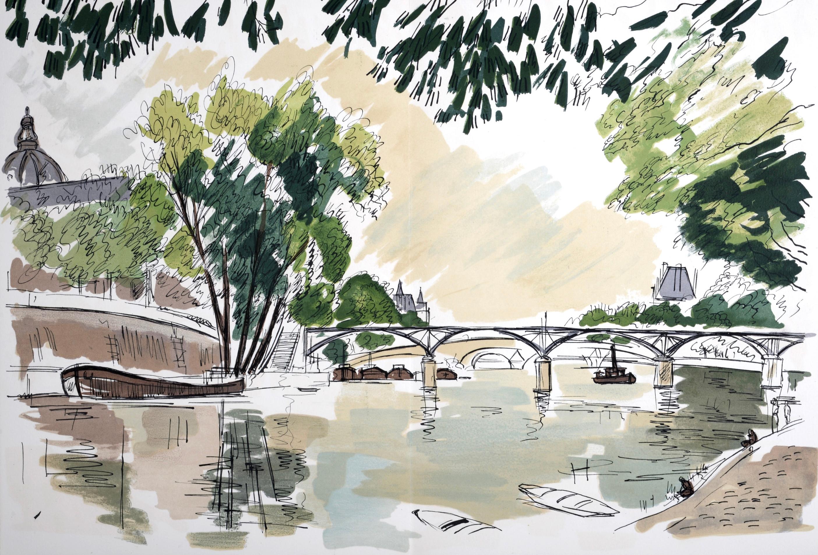Lithograph on vélin d’Arches paper. Inscription: unsigned and unnumbered, as issued. Good condition, with centerfold, as issued. Notes: from the folio, Regards sur Paris, 1963. Published by André Sauret, Paris; printed by Mourlot Frères, Paris,