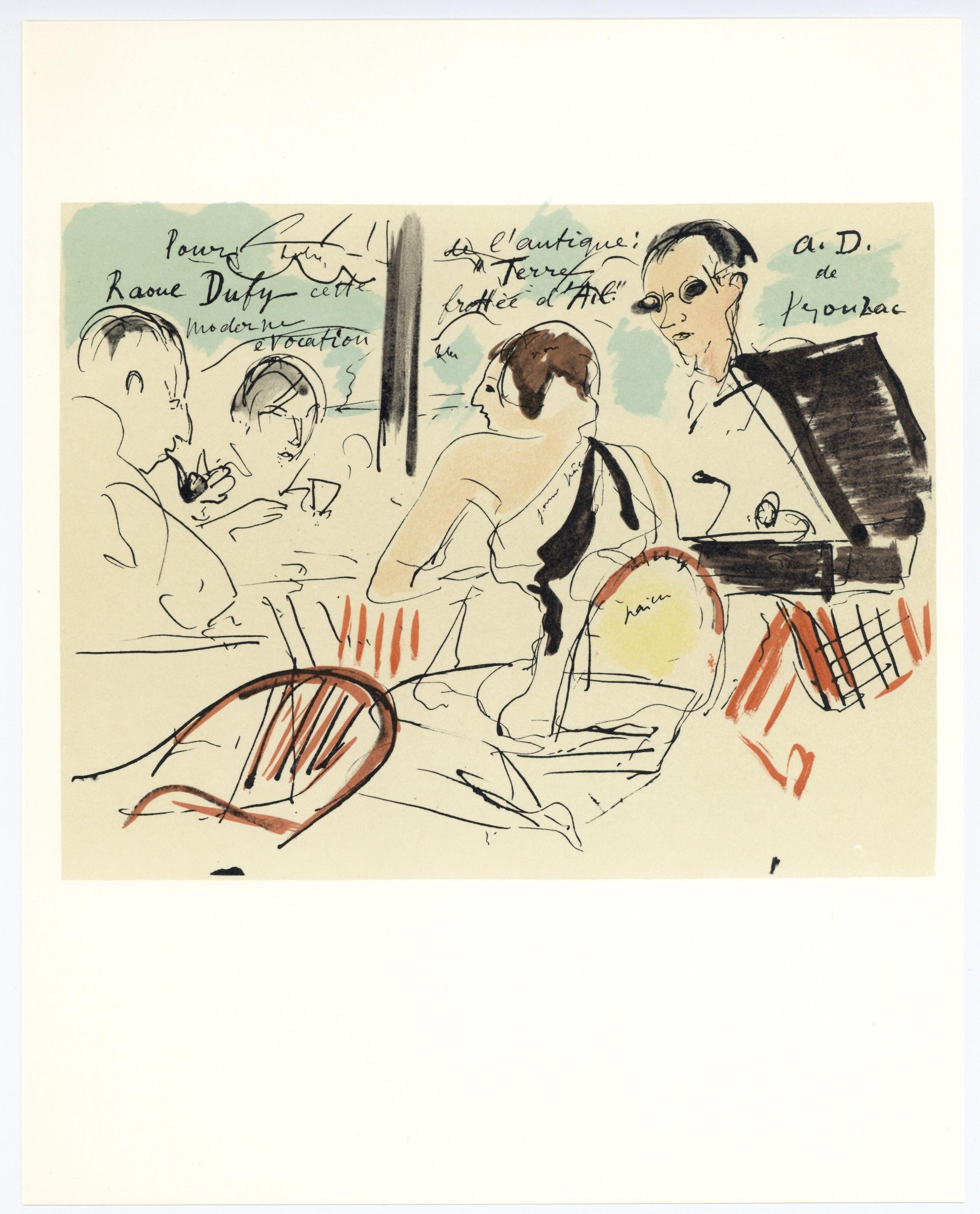 Lithograph on vélin d'Arches Arjomari paper. Unsigned and unnumbered, as issued. Good condition. Notes: From the folio, Lettre à mon peintre Raoul Dufy, 1965. Published by Librairie académique Perrin et Cie, Paris; printed by Fernand Mourlot, Paris,