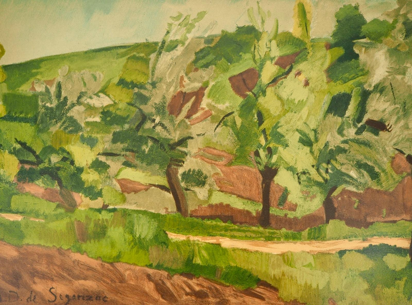 André Dunoyer de Segonzac Still-Life Print - de Segonzac, Paysage a la petite route, Collection Pierre Lévy (after)