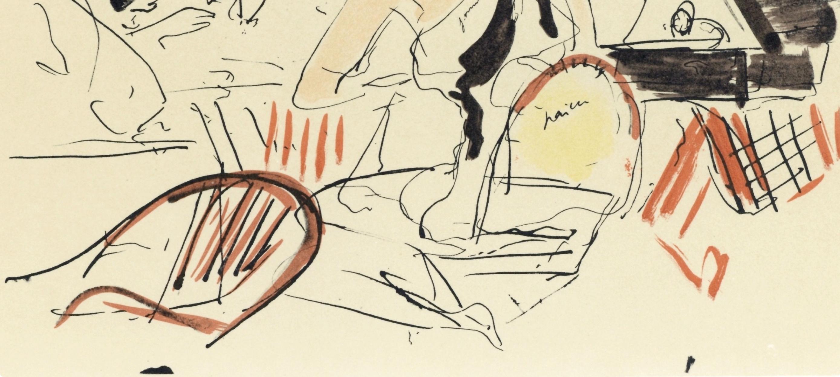 Eden Roc, Carta a mi pintor Raoul Dufy - Figurative Print Beige de André Dunoyer de Segonzac