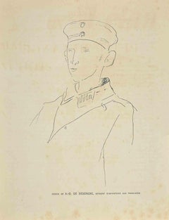 Antique Sergeant Infantry - Lithograph by A. Dunoyer de Segonzac - Early 20th Century
