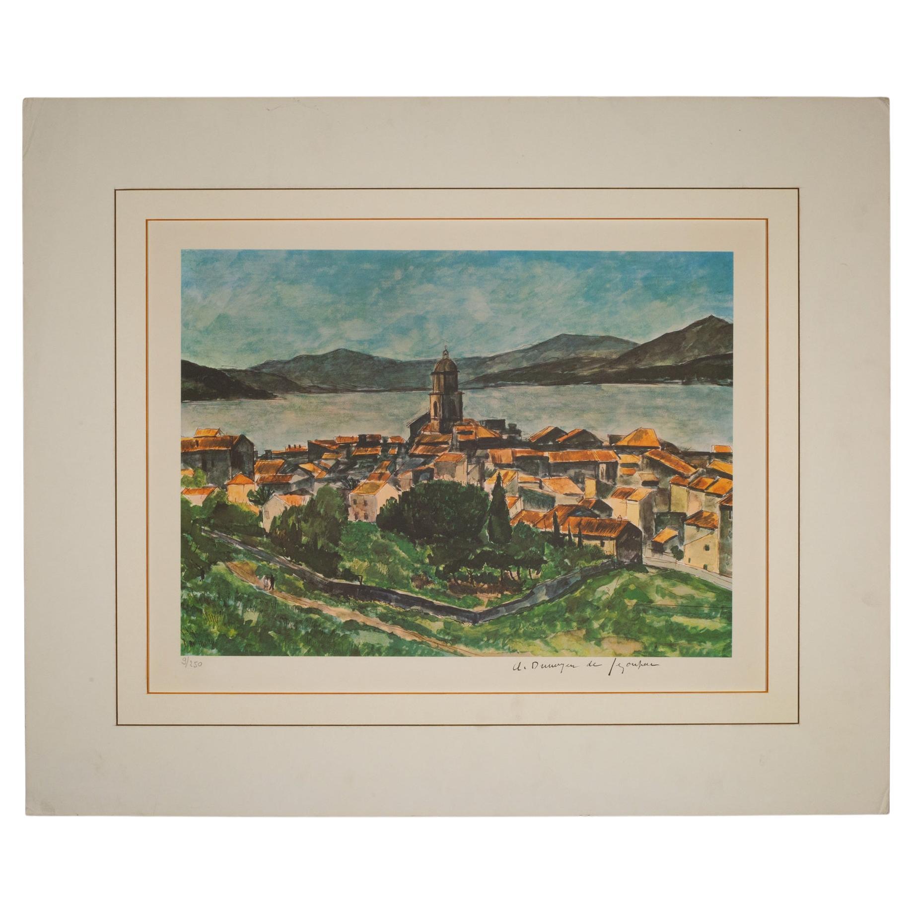 Andre Dunoyer De Segonzac, St Tropez Litografia in edizione limitata C.C. 1959 in vendita