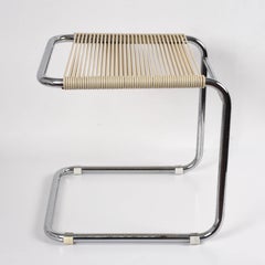 Andre Dupre Bauhaus Chromed Tubular Steel and White Plastic Stool, Knoll 1960s