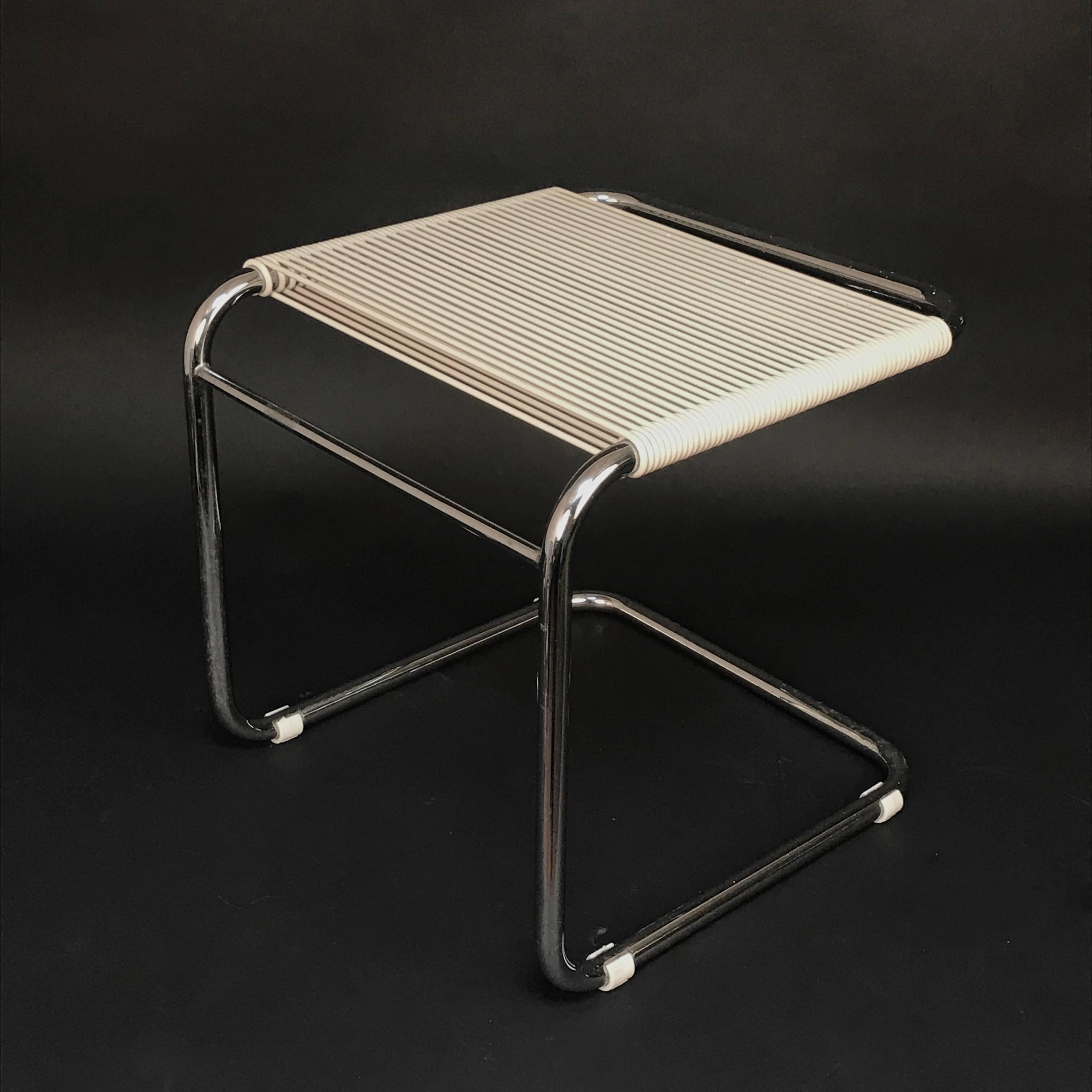20th Century Andre Dupre Bauhaus Chromed Tubular Steel and White Plastic Stool, Knoll 1960s