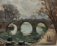 Oil Painting by Andre Eugene Louis Chochon "Bridge over the Seine"