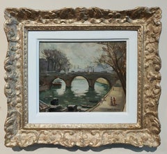 Peinture à l'huile d'Andre Eugene Louis Chochon "Pont sur la Seine"