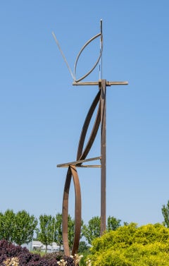 Transfiguration - Sculpture abstraite moderne à grande échelle, en acier et en laiton