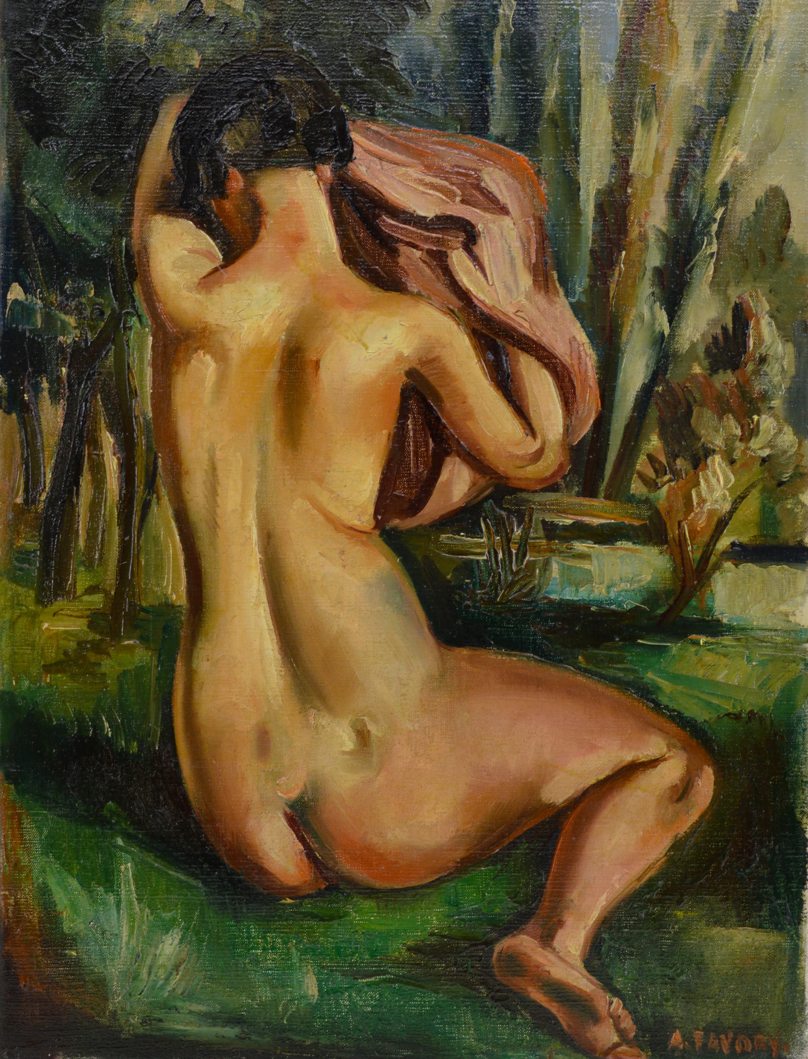 Andre Favory, Nude - Painting by André Favory
