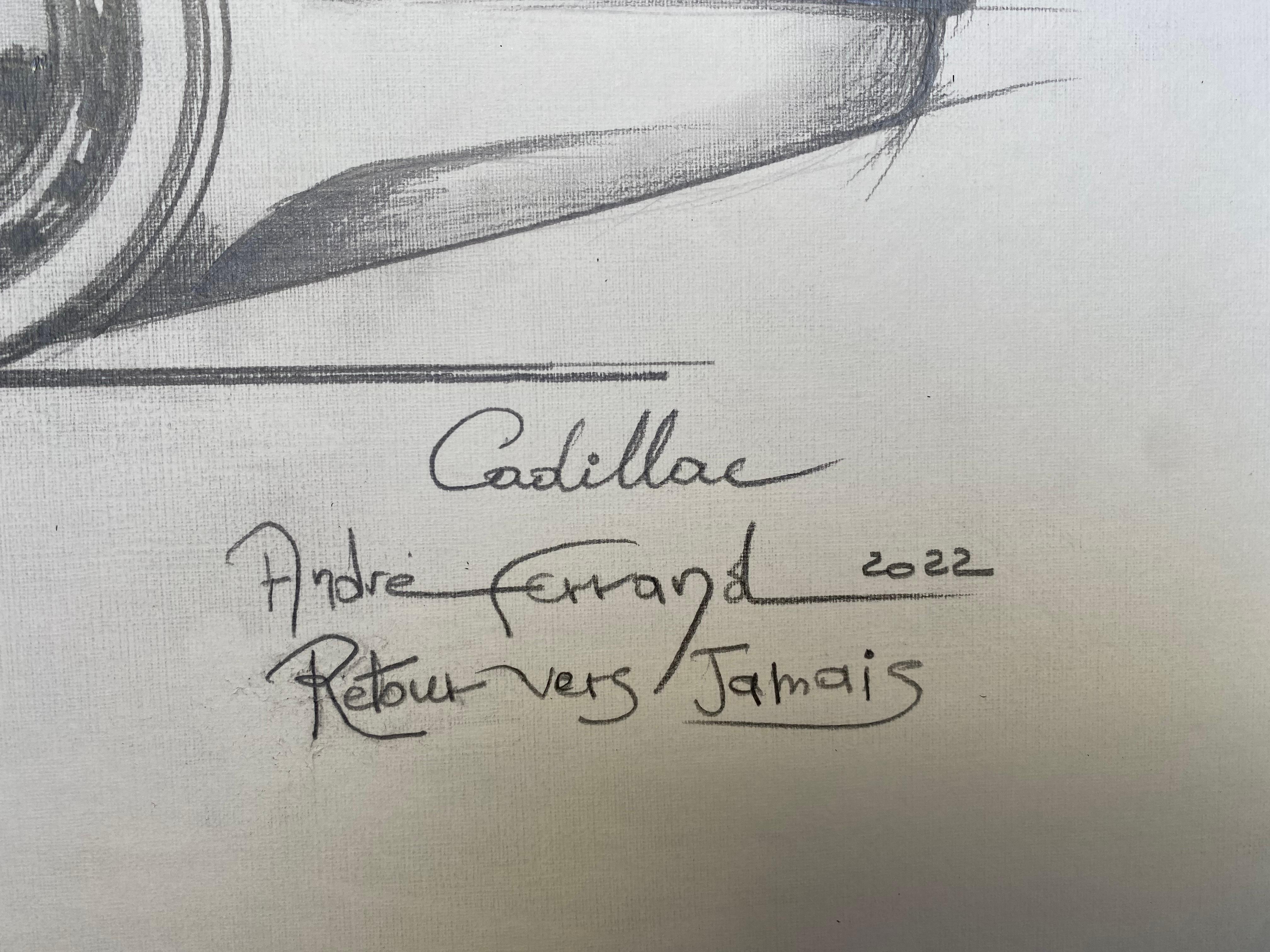 André Ferrand, Cadillac Drawing “Back to Never” In Good Condition For Sale In Saint ouen, FR
