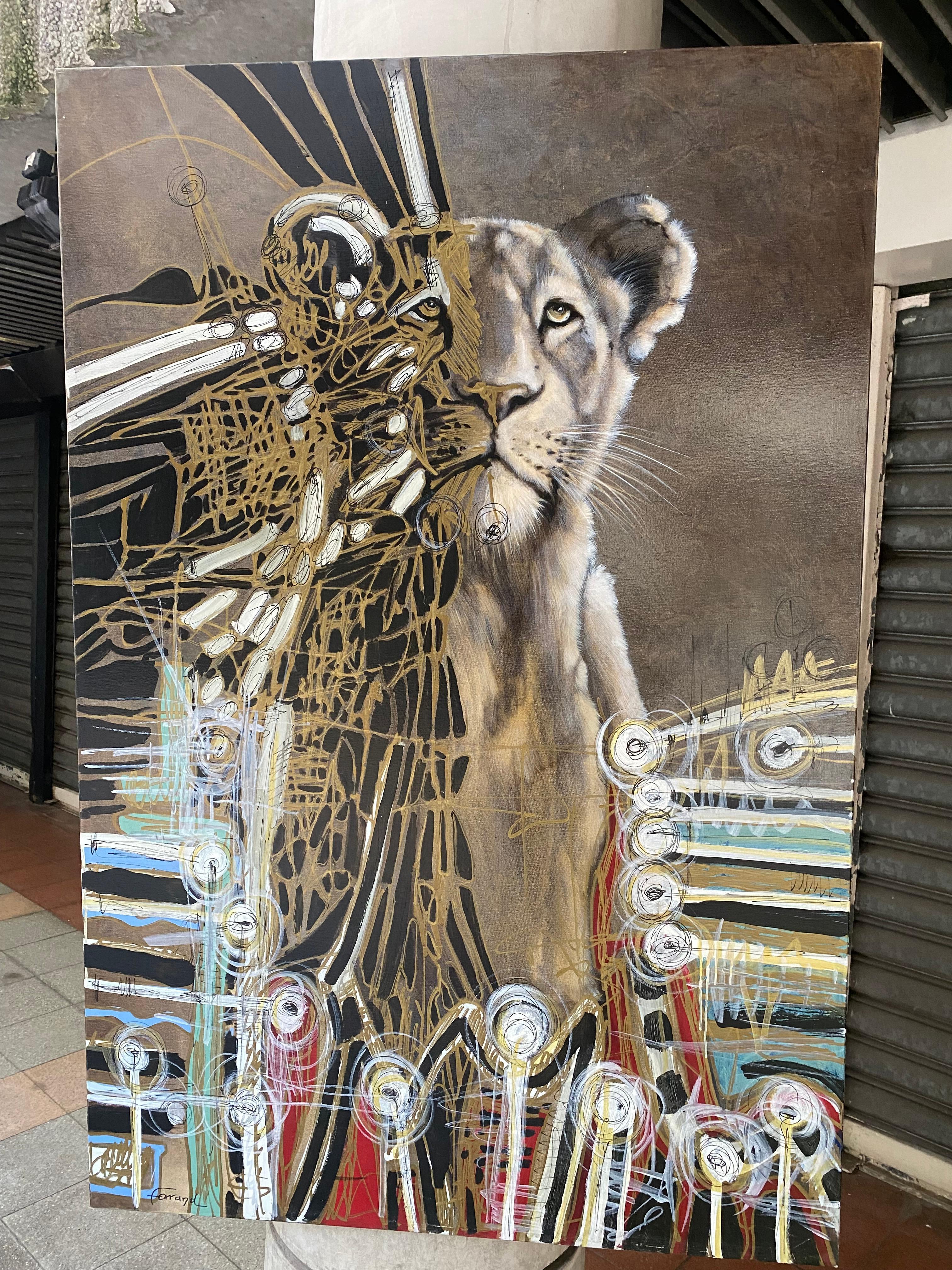 Andre Ferrand - Lioness at the Circus- circa 1996 In Good Condition For Sale In Saint ouen, FR