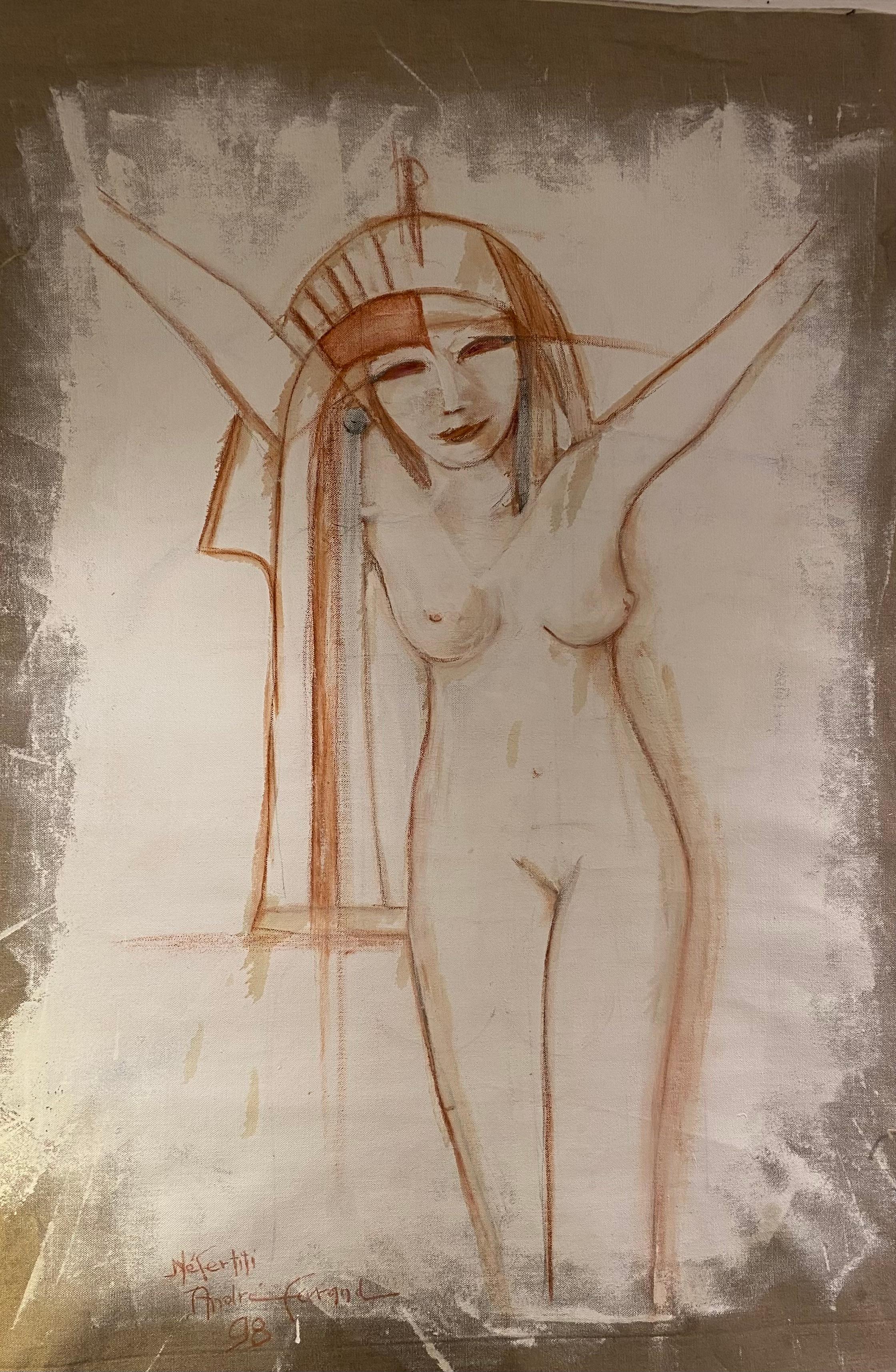 Fine XX secolo André Ferrand, Nefertiti tecnica mista su tela in vendita