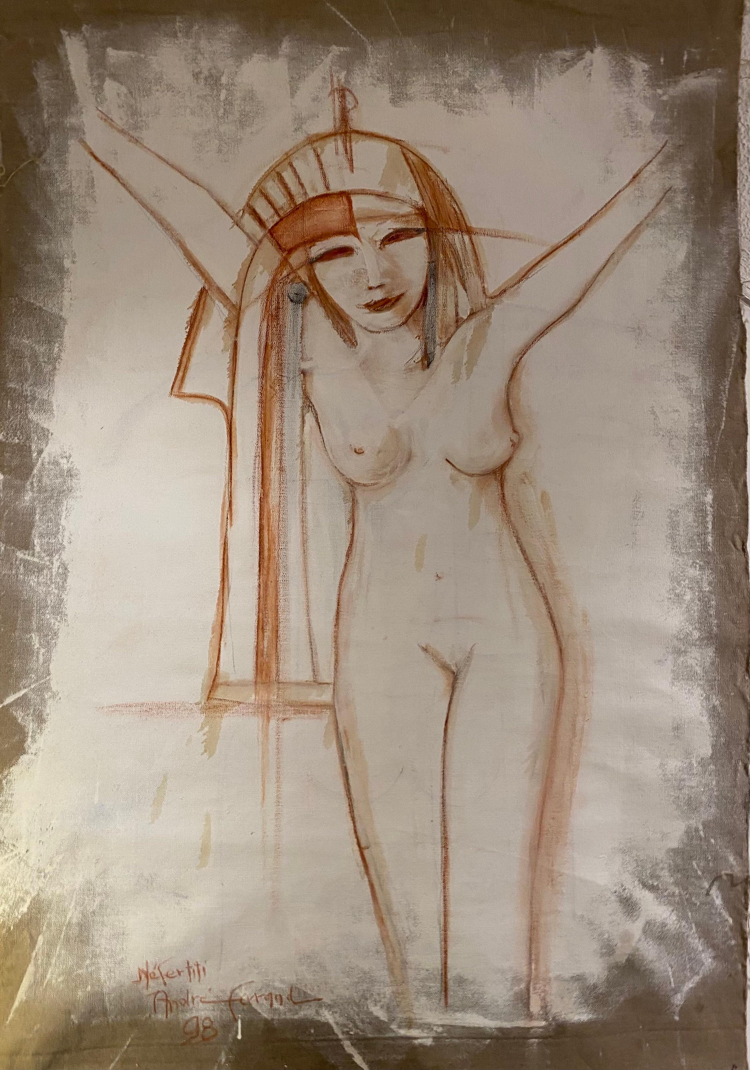 André Ferrand, Nefertiti Mixed Media on Canvas For Sale 2