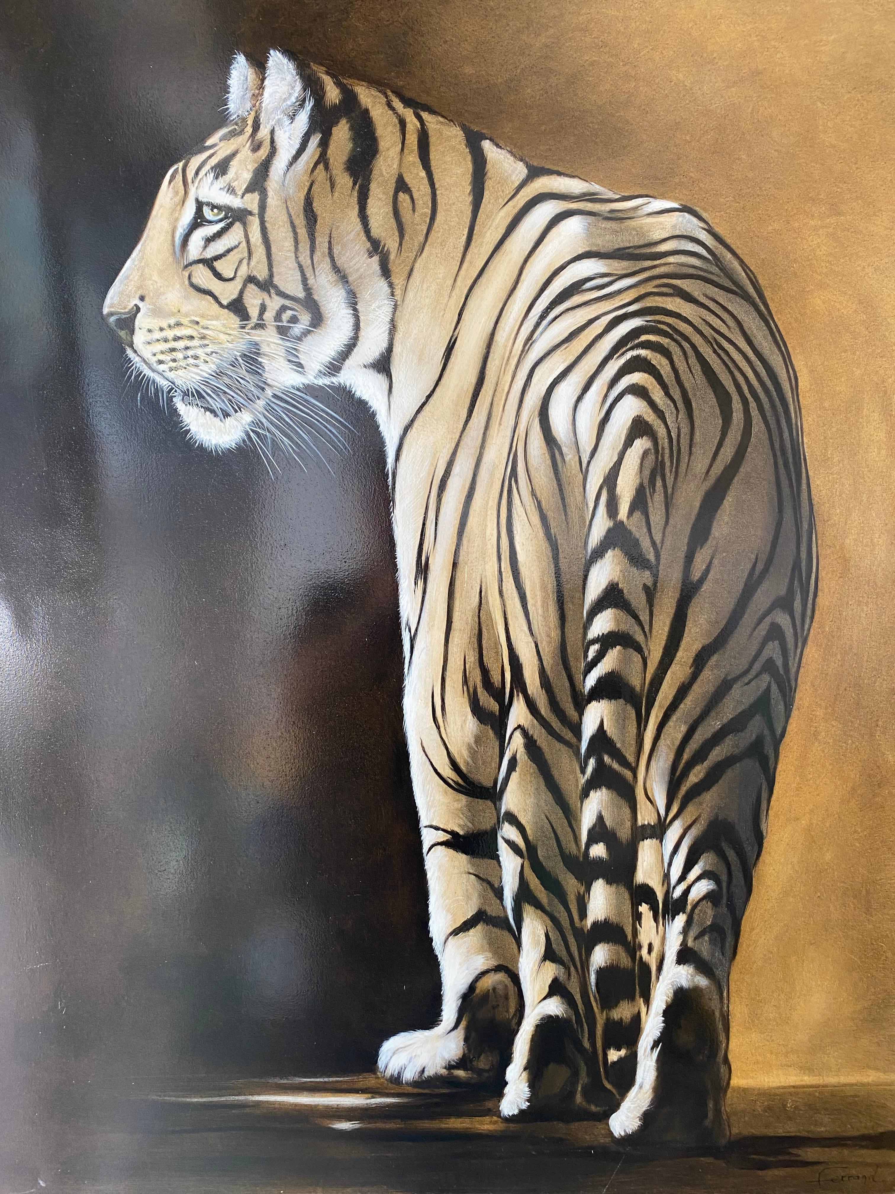 Andr Ferrand - Le tigre - Painting de André Ferrand