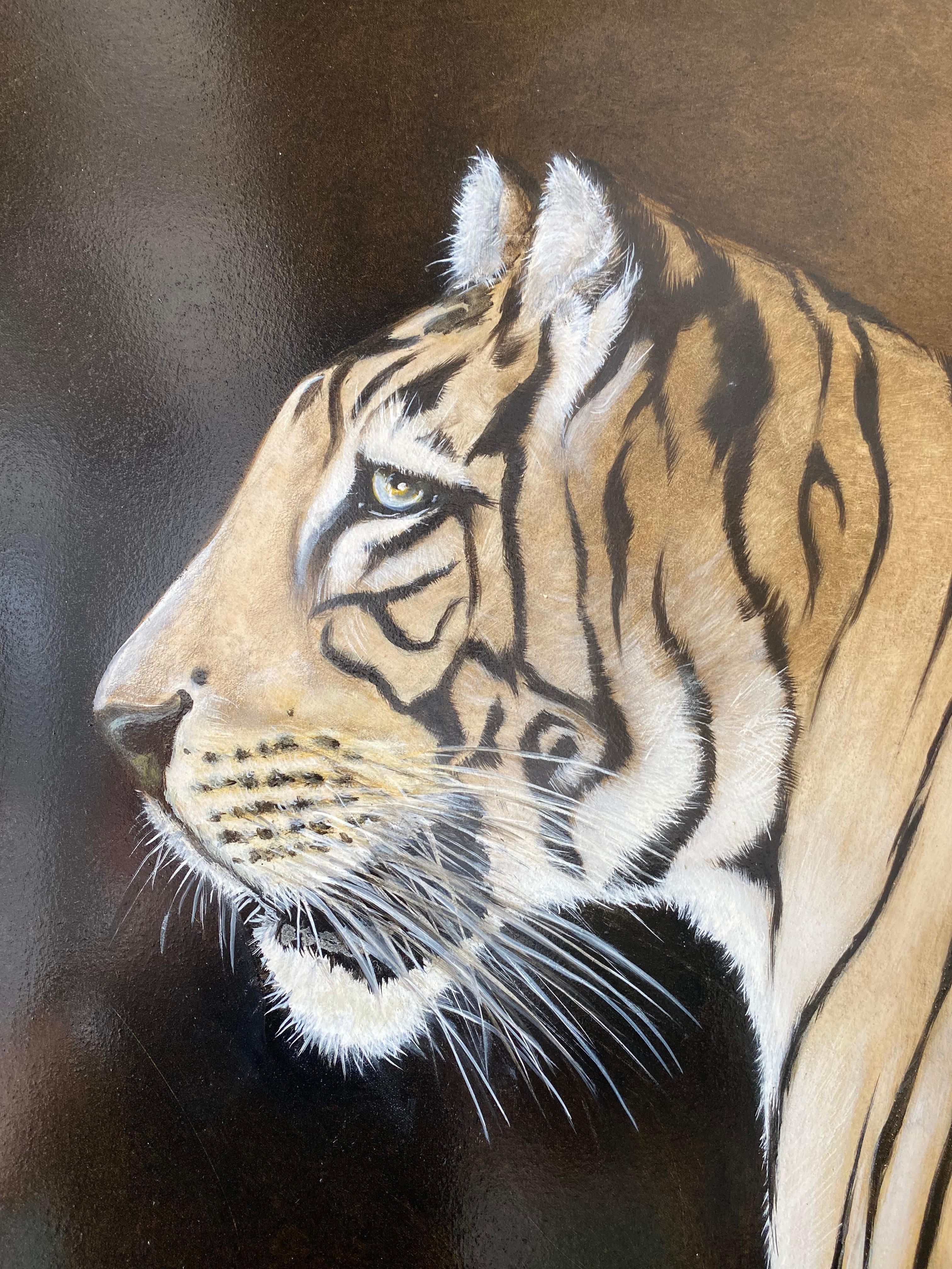 Andr Ferrand - Le tigre - Marron Animal Painting par André Ferrand
