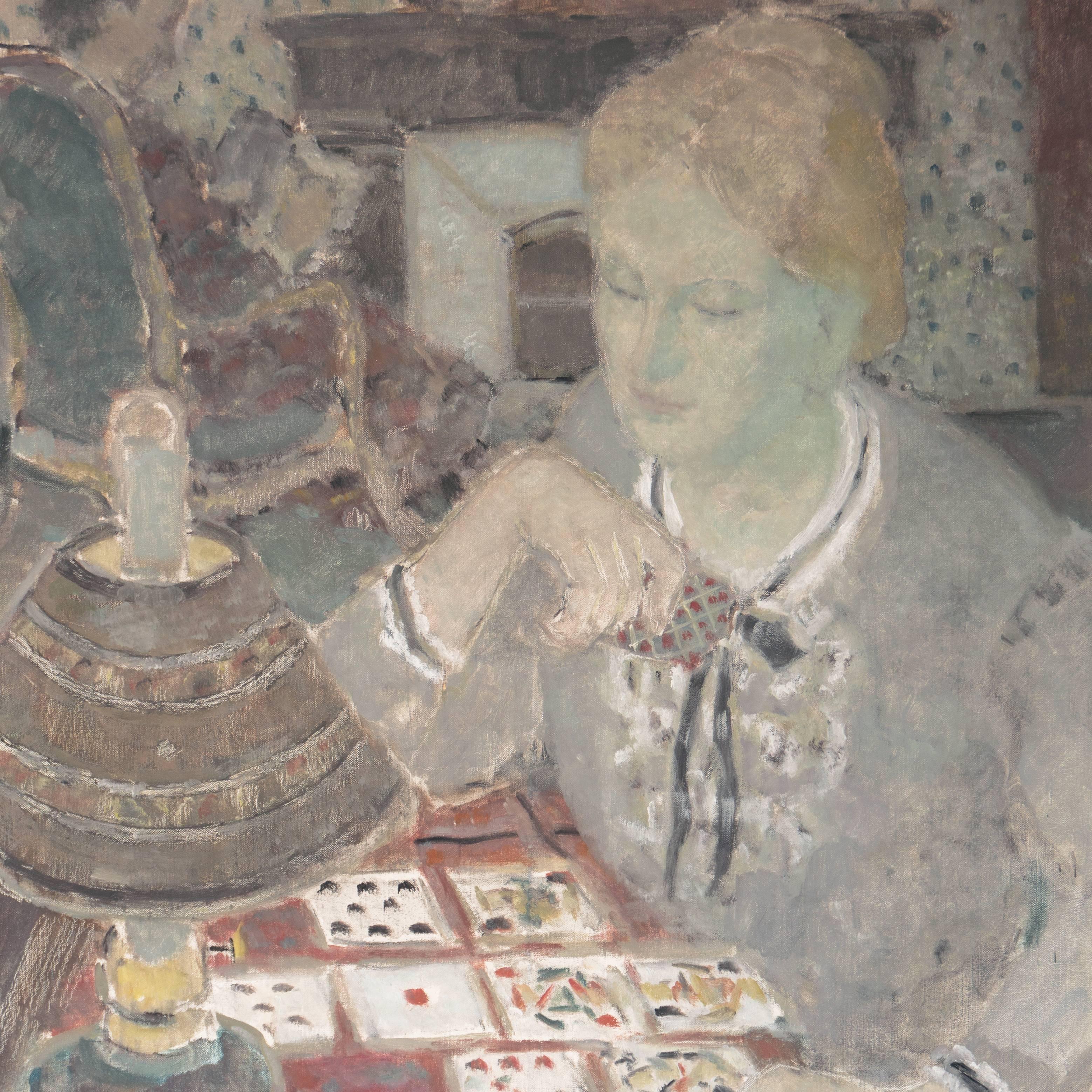 'Solitaire', Post-Impressionist Figural, Salon des Artistes Français, Benezit For Sale 1