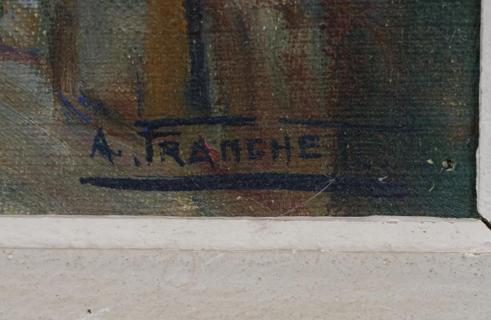 Antique French Impressionist Paris Street Scene Signed Framed Oil Painting 1