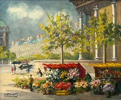 "Le Marché Aux Fleurs - Place de la Madeleine" Post-Impressionist Parisian Scene