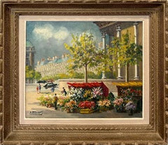 "Le Marché Aux Fleurs - Place de la Madeleine" Post-Impressionist Parisian Scene