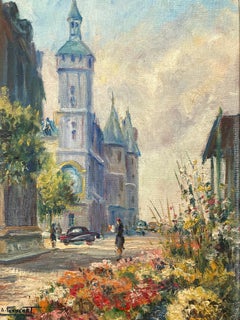 "Near the Hotel de Ville in Spring" Post-Impressionist Parisian Street Scene
