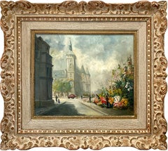 "Near the Hotel de Ville in Spring" Post-Impressionist Parisian Street Scene