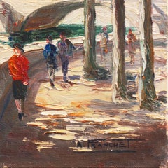 'Paris, the Seine in Spring', French Impressionist oil, Pont du Carrousel