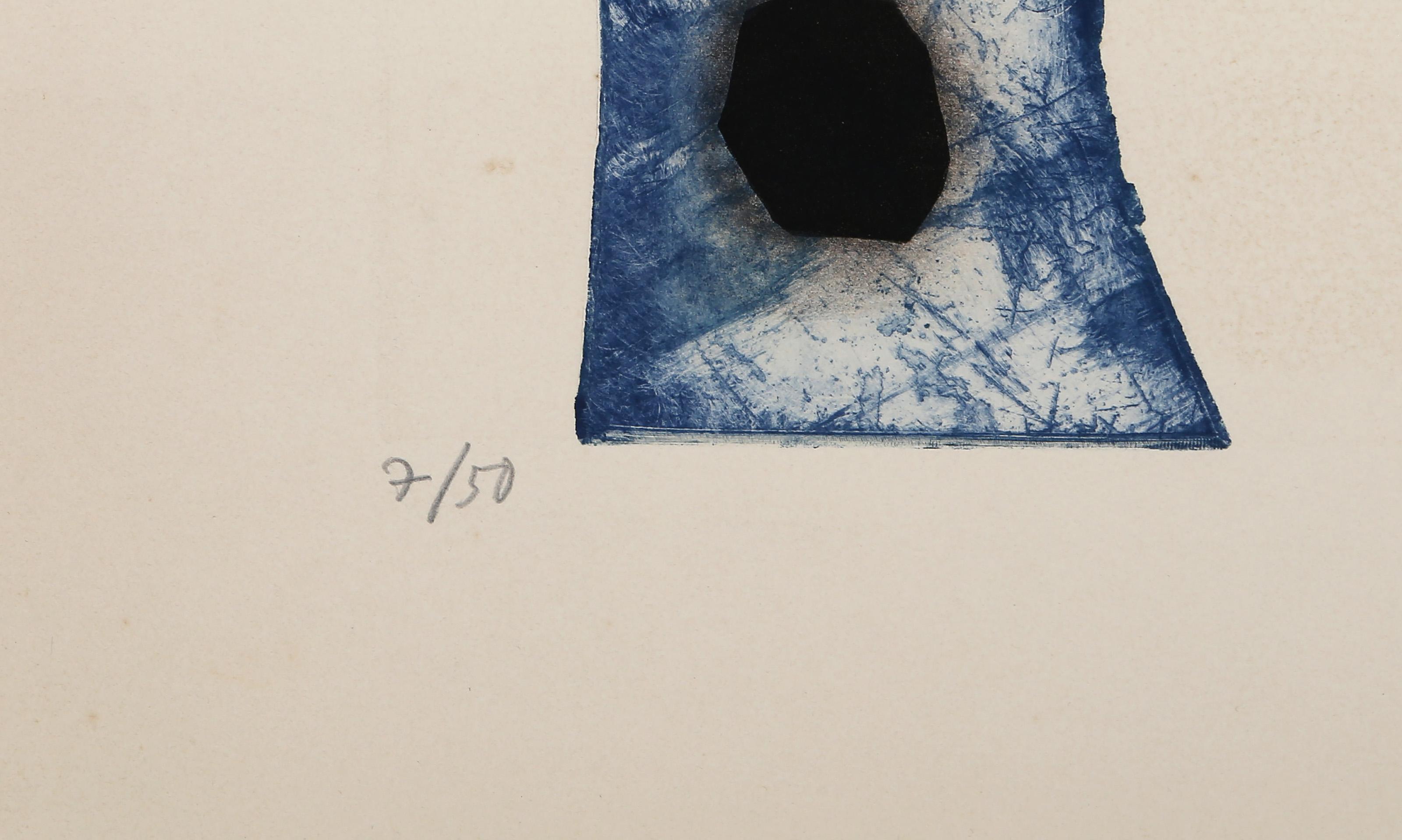 Cheval Bleu, acquaforte e acquatinta moderna di Andre Francois - Print Moderno di André François