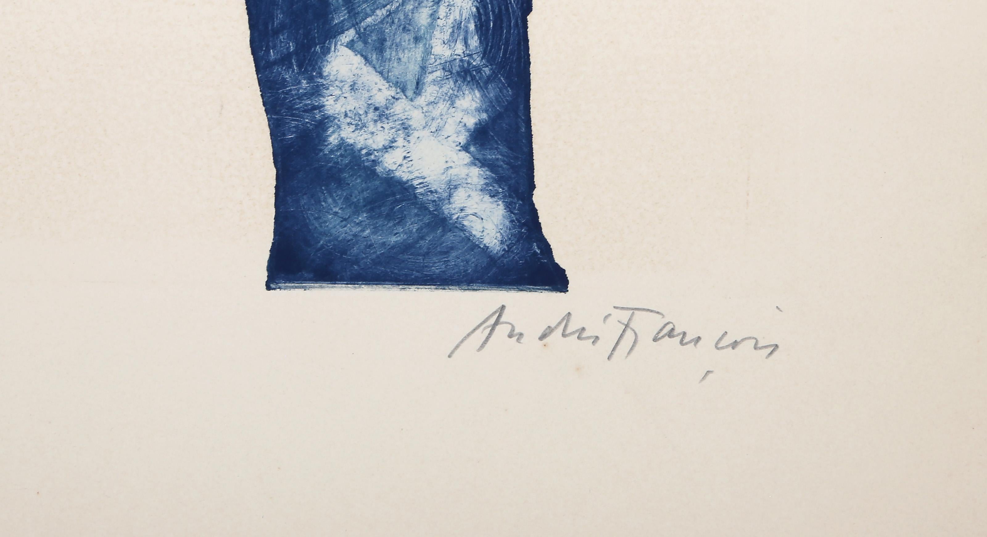 Cheval Bleu, acquaforte e acquatinta moderna di Andre Francois - Animal Print Grigio di André François