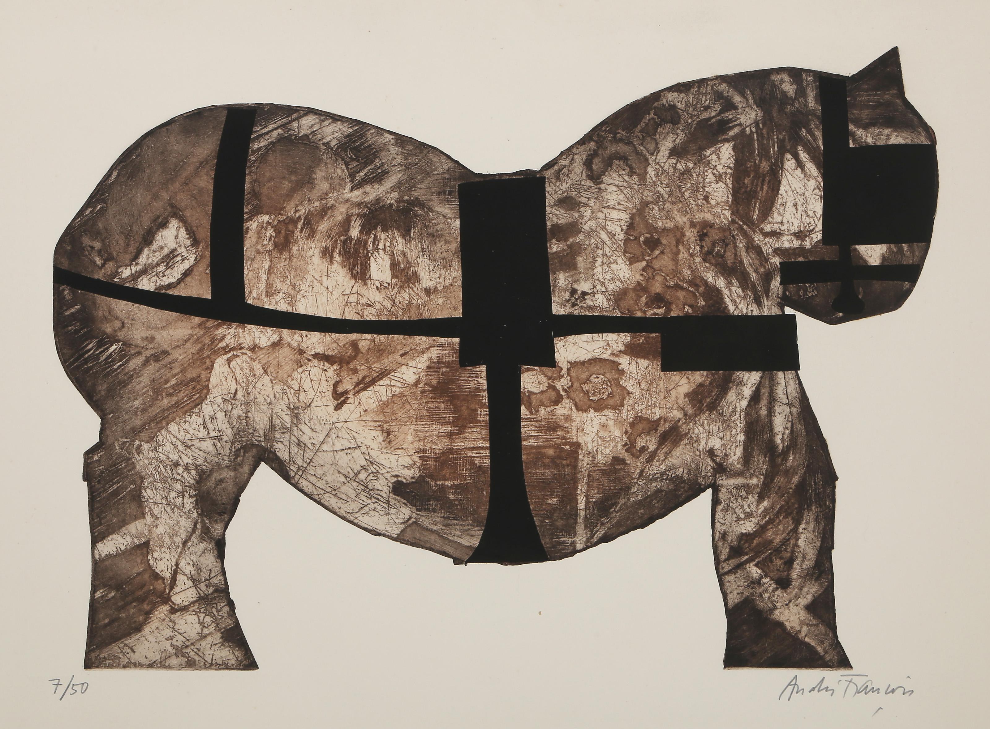 Cheval, gravure et aquatinte modernes d'Andre Francois