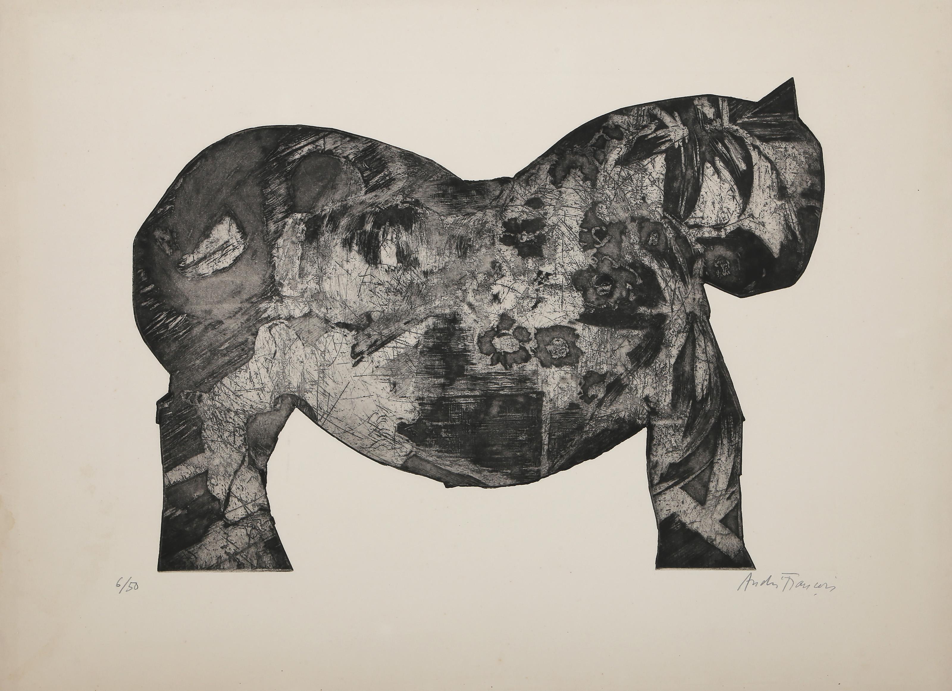 Cheval Noir, gravure et aquatinte modernes d'Andre Francois - Print de André François