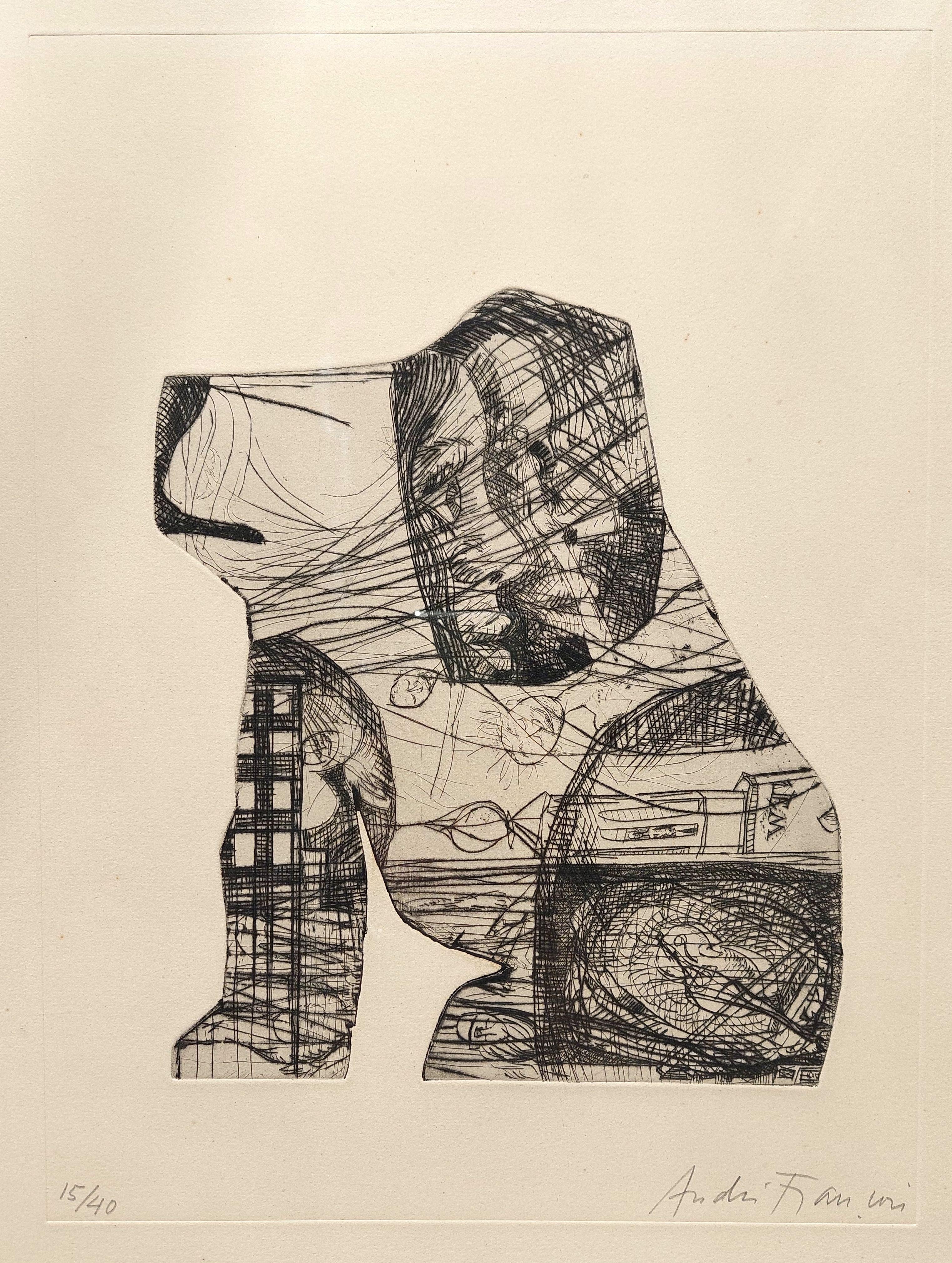 André François Animal Print - Dog. 1975. Paper, etching 15/40. 38x28 cm