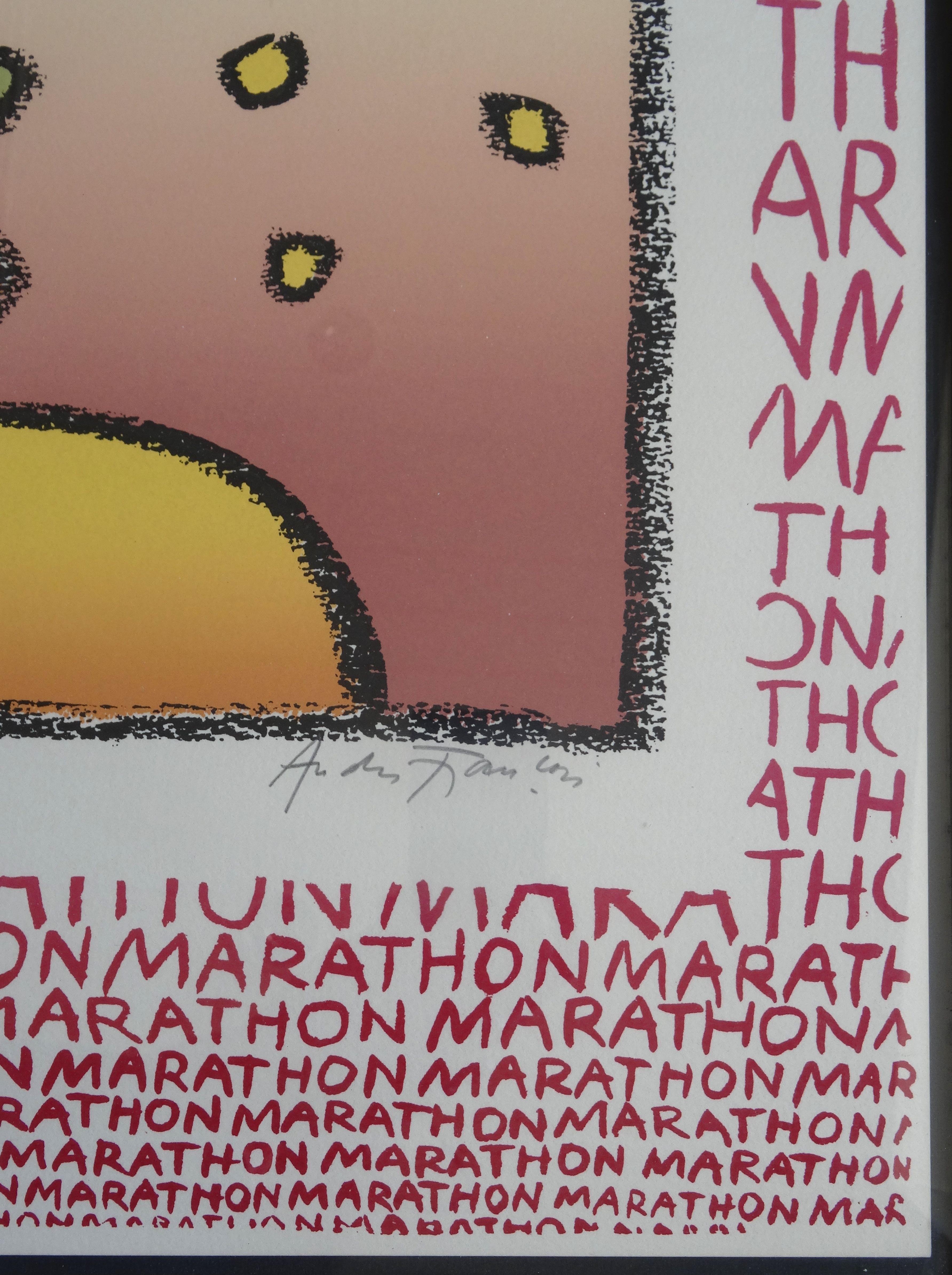 Poster. Marathon. 47/100., Screen printing, 77x58 cm - Print by André François