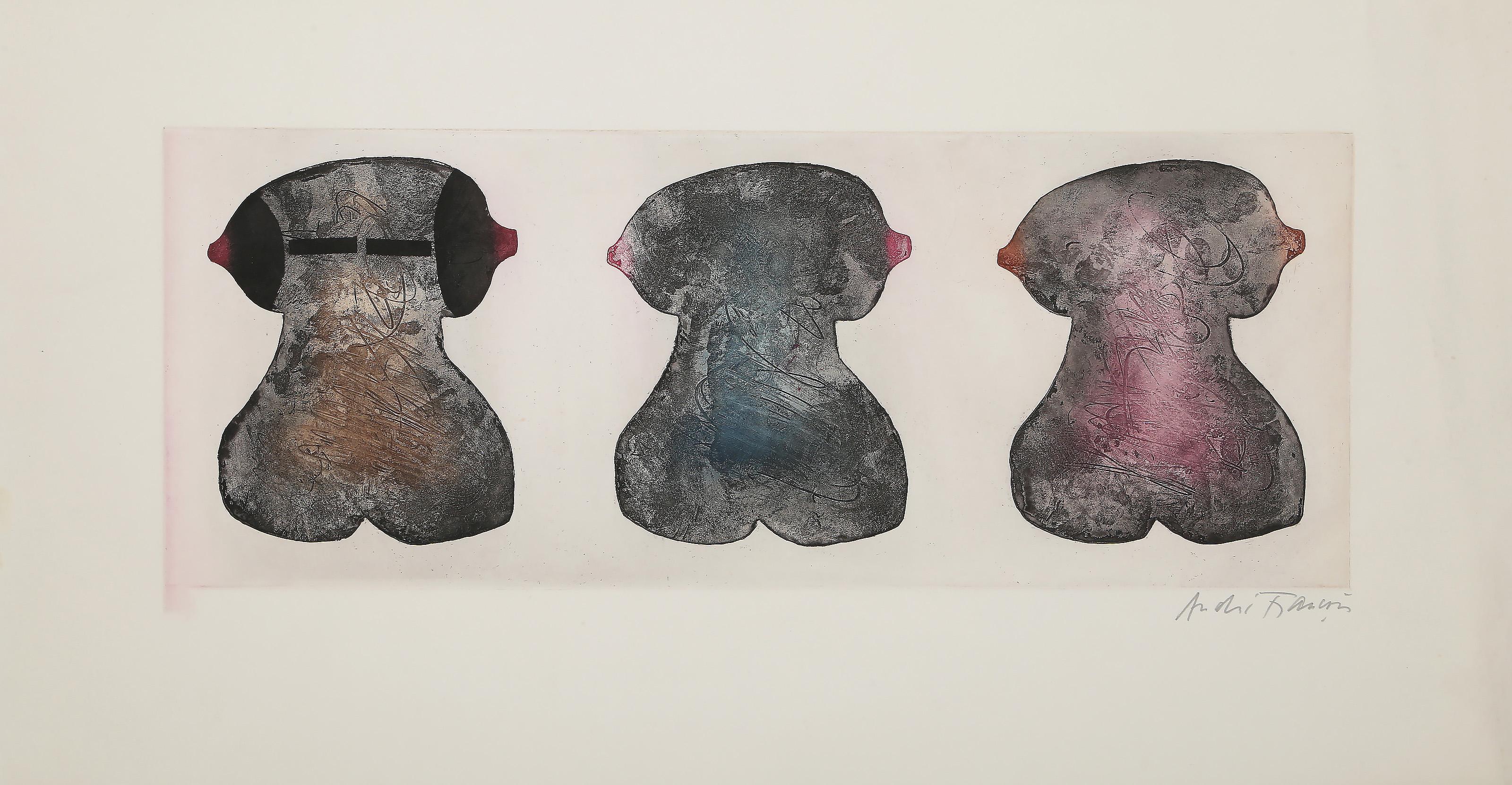 Trois torses, gravure et aquatinte modernes d'Andre François - Moderne Print par André François