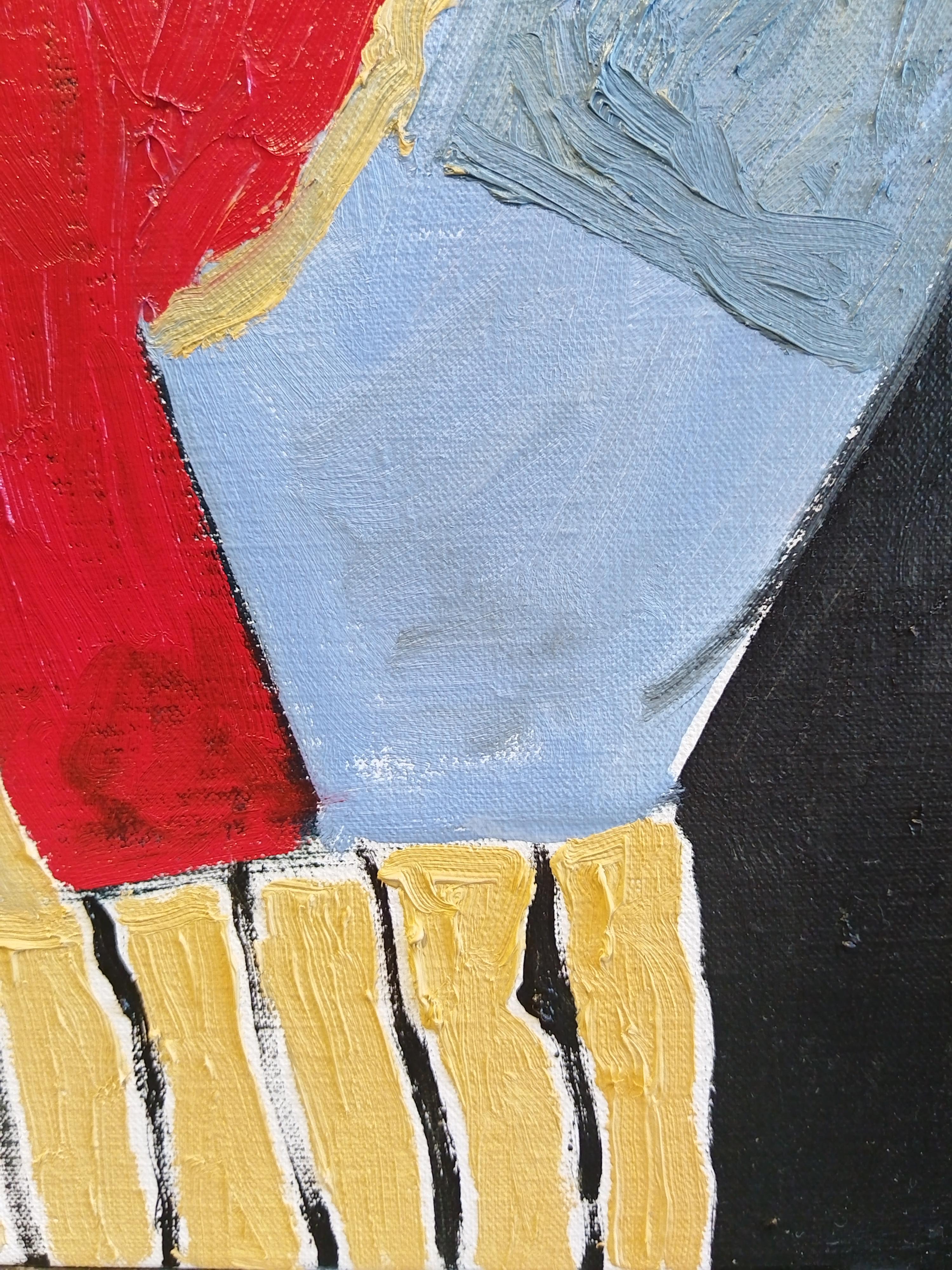 Colourful Expressionist Figuratives Ölgemälde „Discussion In A Landscape“ im Angebot 3