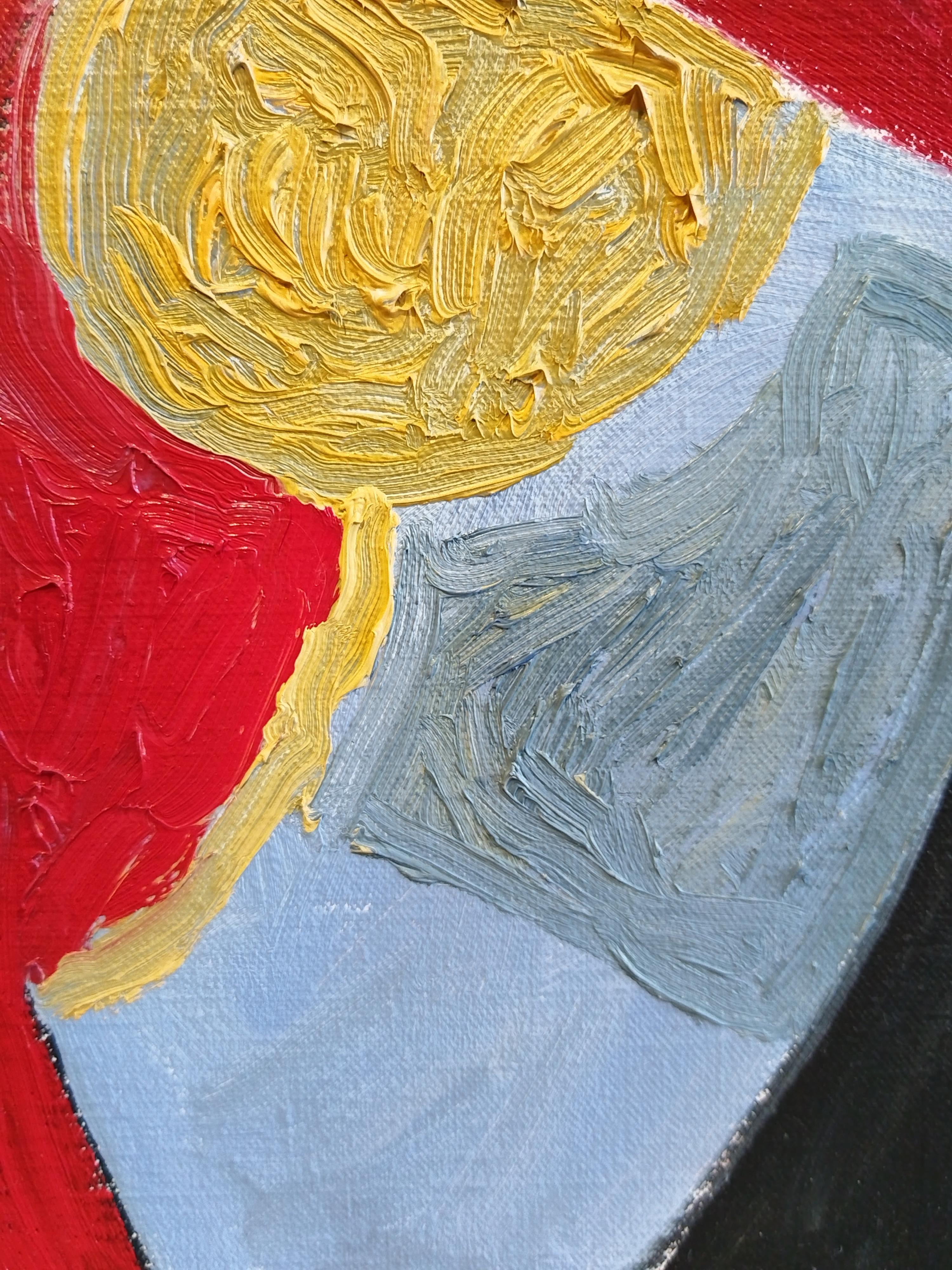 Colourful Expressionist Figuratives Ölgemälde „Discussion In A Landscape“ im Angebot 4