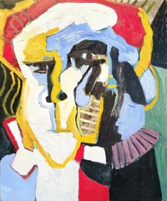 Colourful Expressionist Portrait Oil Painting "Head Of An Angry Man"