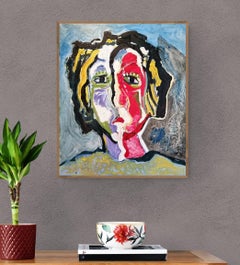 Colourful Expressionist Portrait Oil Painting "Woman Blushing"